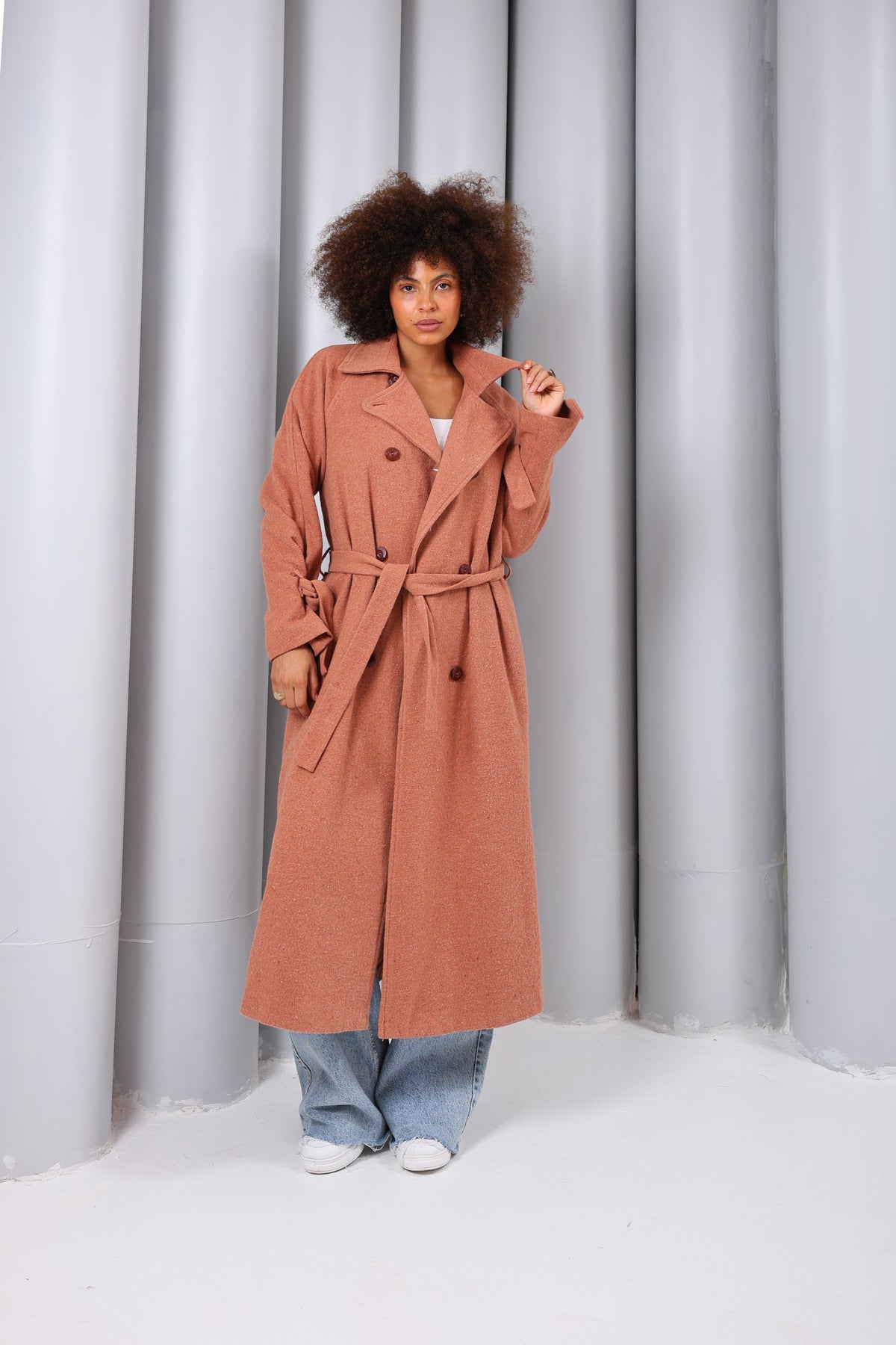 Palto-Kaban Oversize Astarlı Geniş Kesim Kaşe Reglan Kol