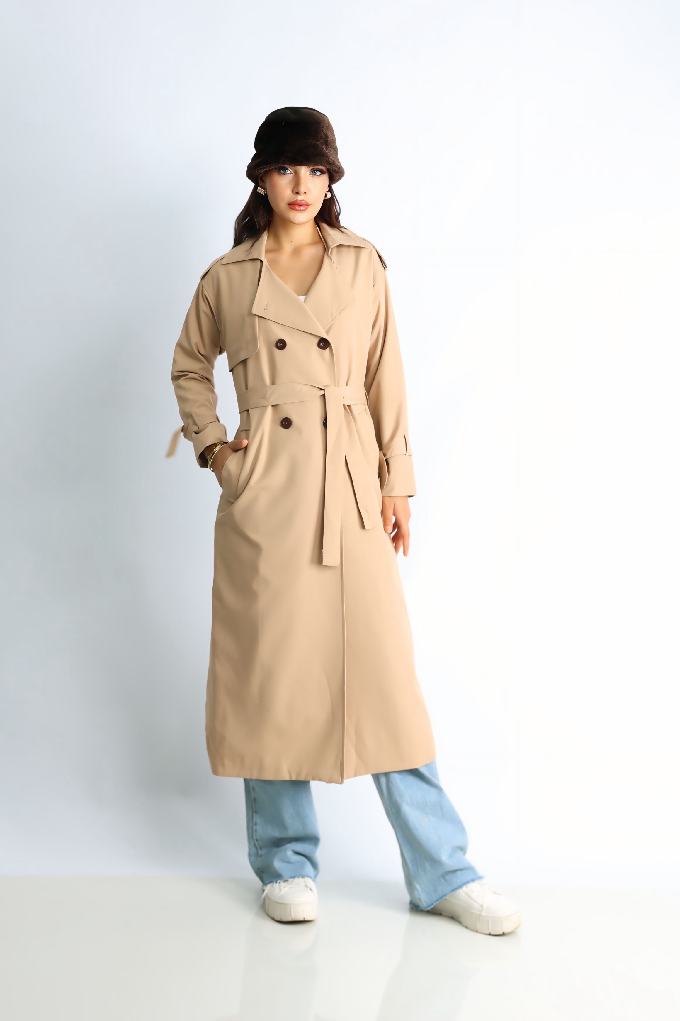 Trençkot Oversize Astarlı Geniş Kesim Arrow