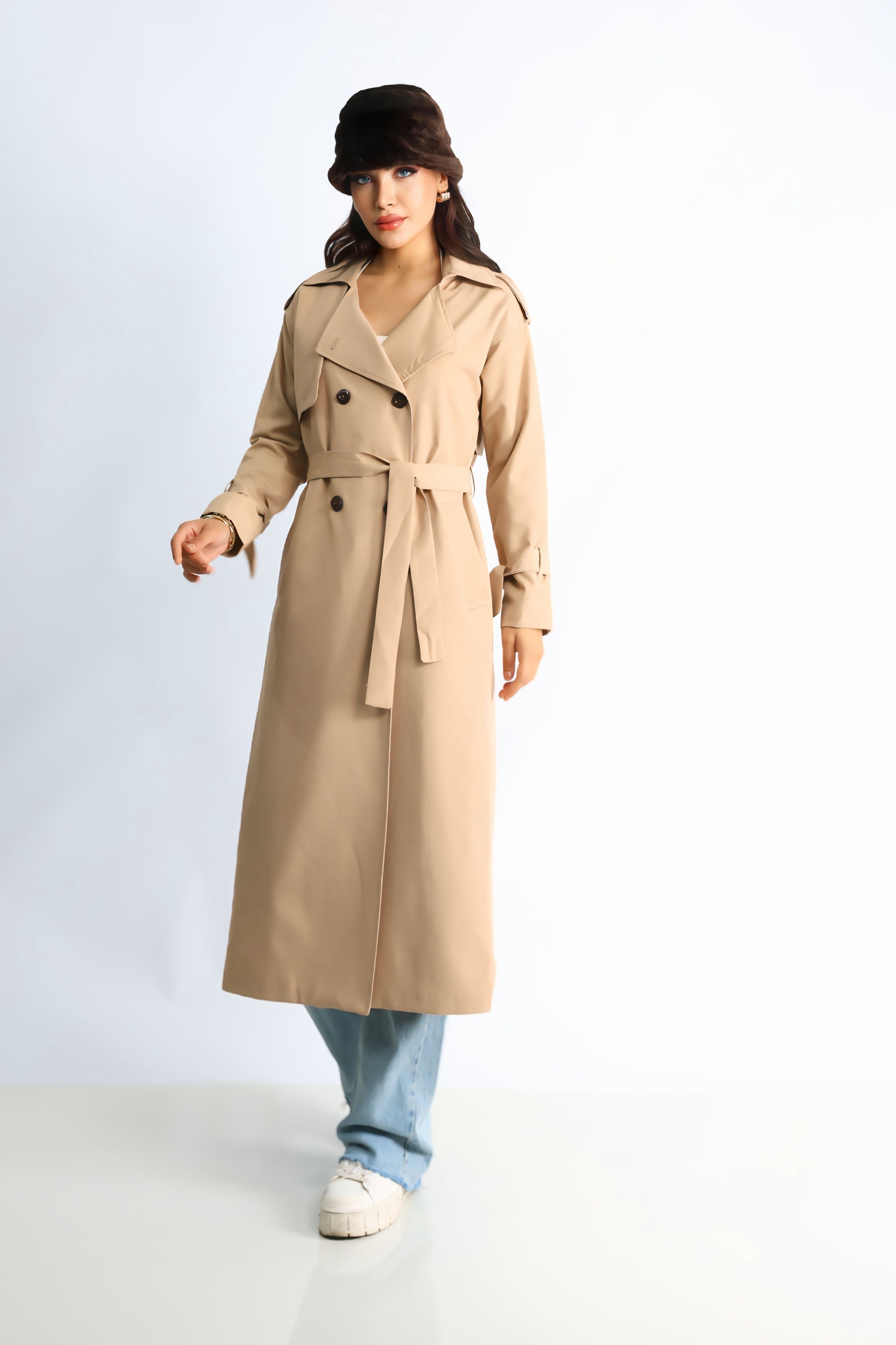 Trençkot Oversize Astarlı Geniş Kesim Arrow