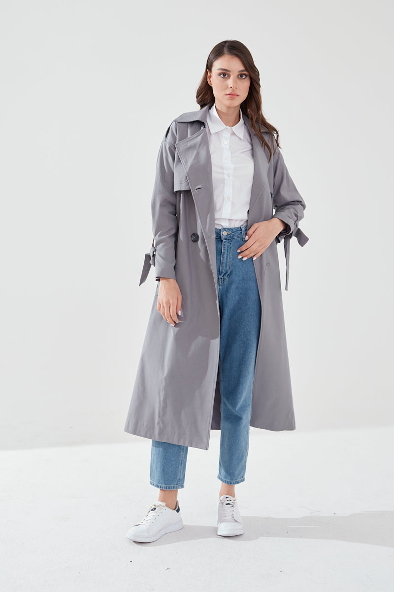 Trençkot Oversize Astarlı Geniş Kesim Arrow