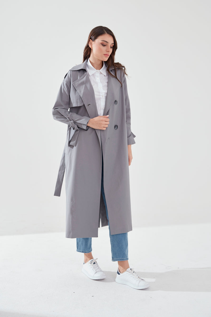 Trençkot Oversize Astarlı Geniş Kesim Arrow