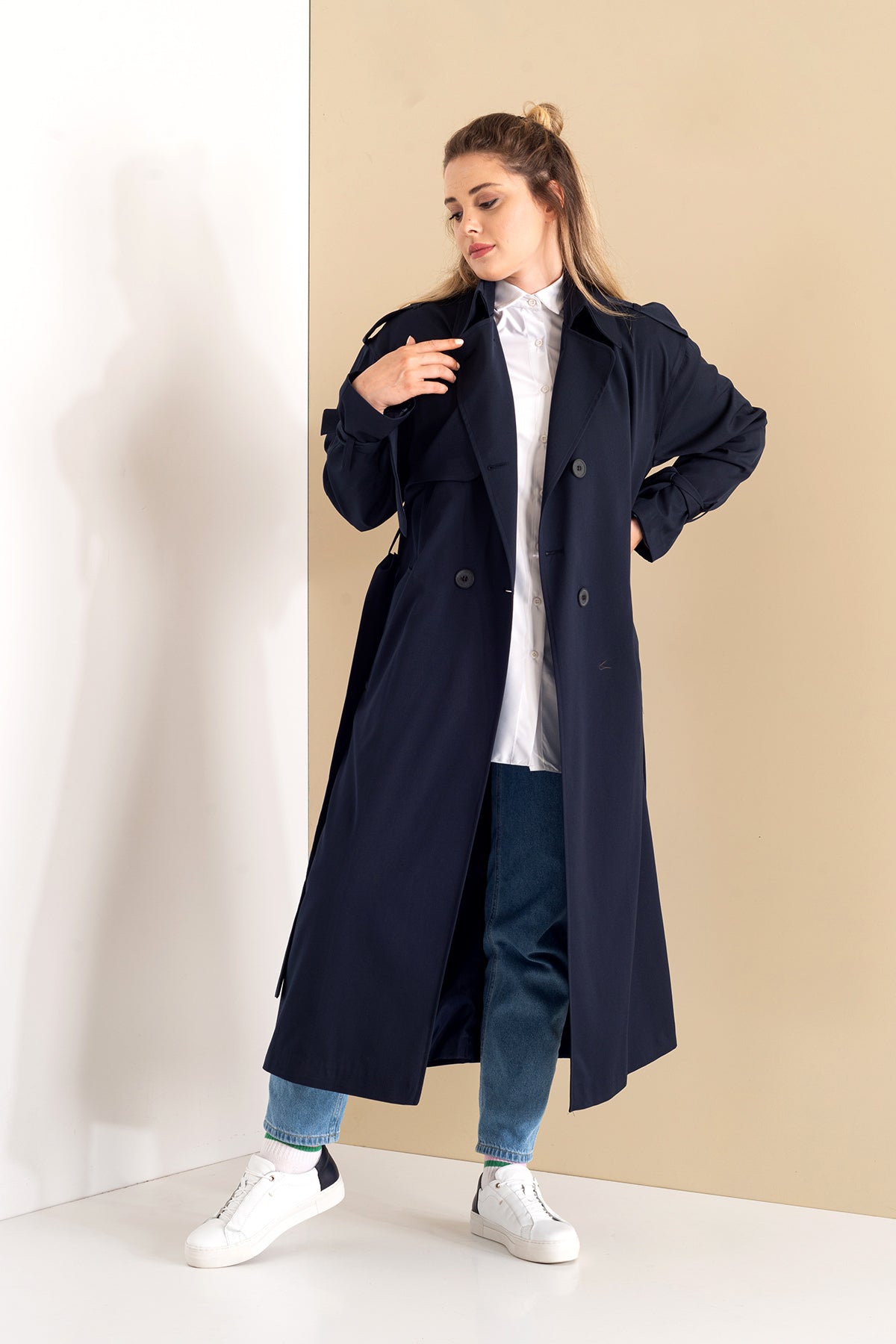 Trençkot Oversize Astarlı Geniş Kesim Arrow