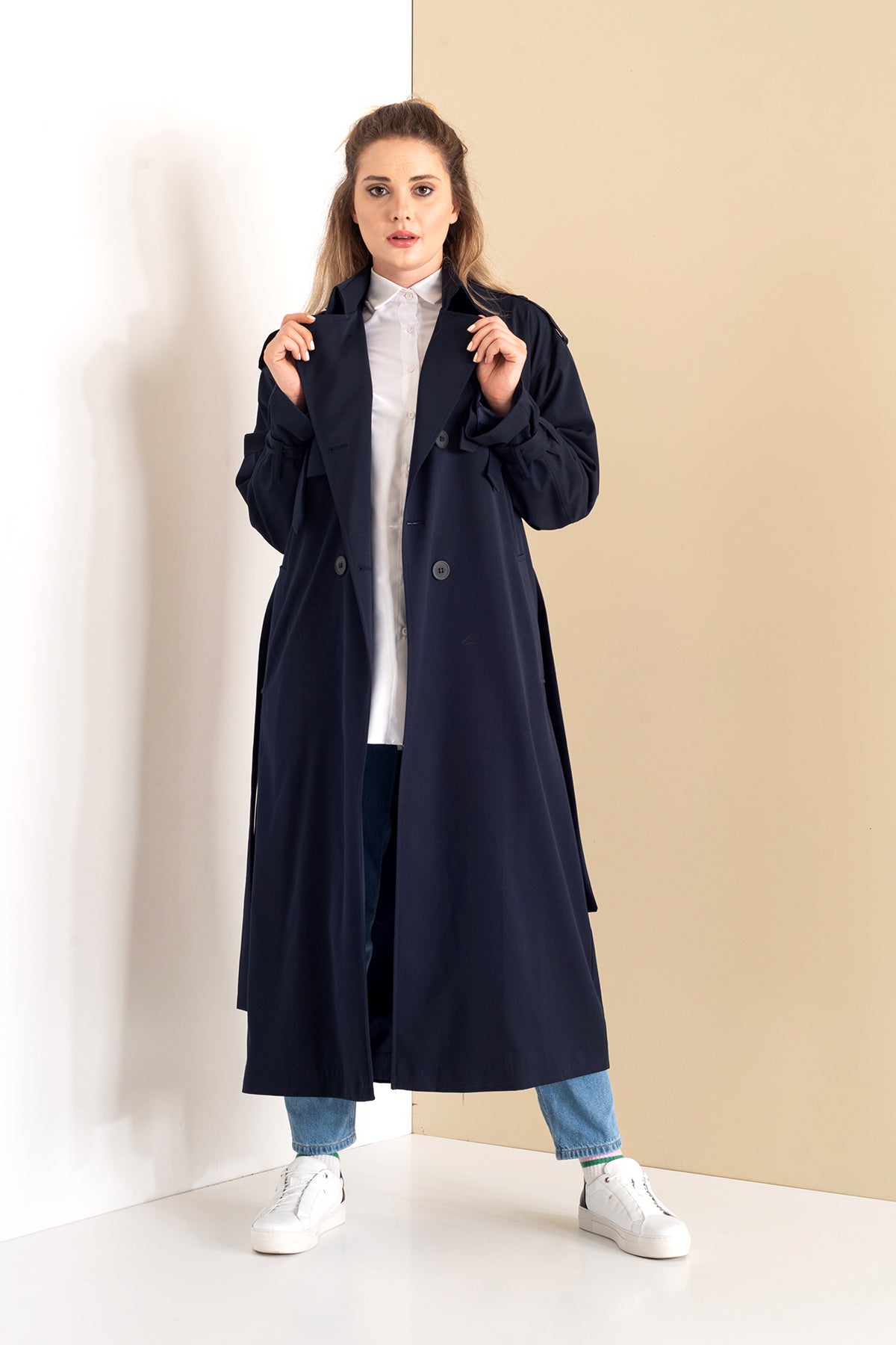 Trençkot Oversize Astarlı Geniş Kesim Arrow