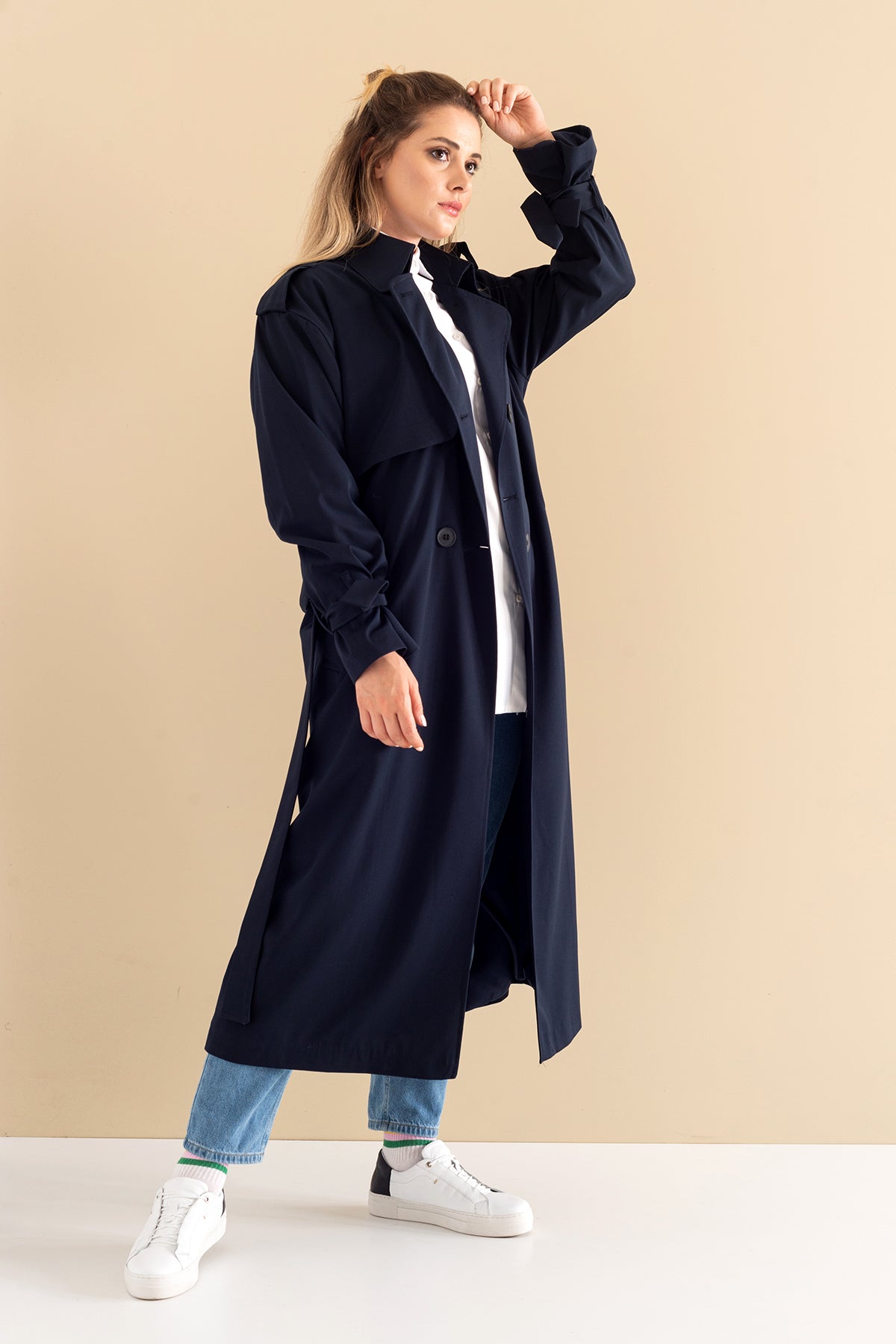 Trençkot Oversize Astarlı Geniş Kesim Arrow