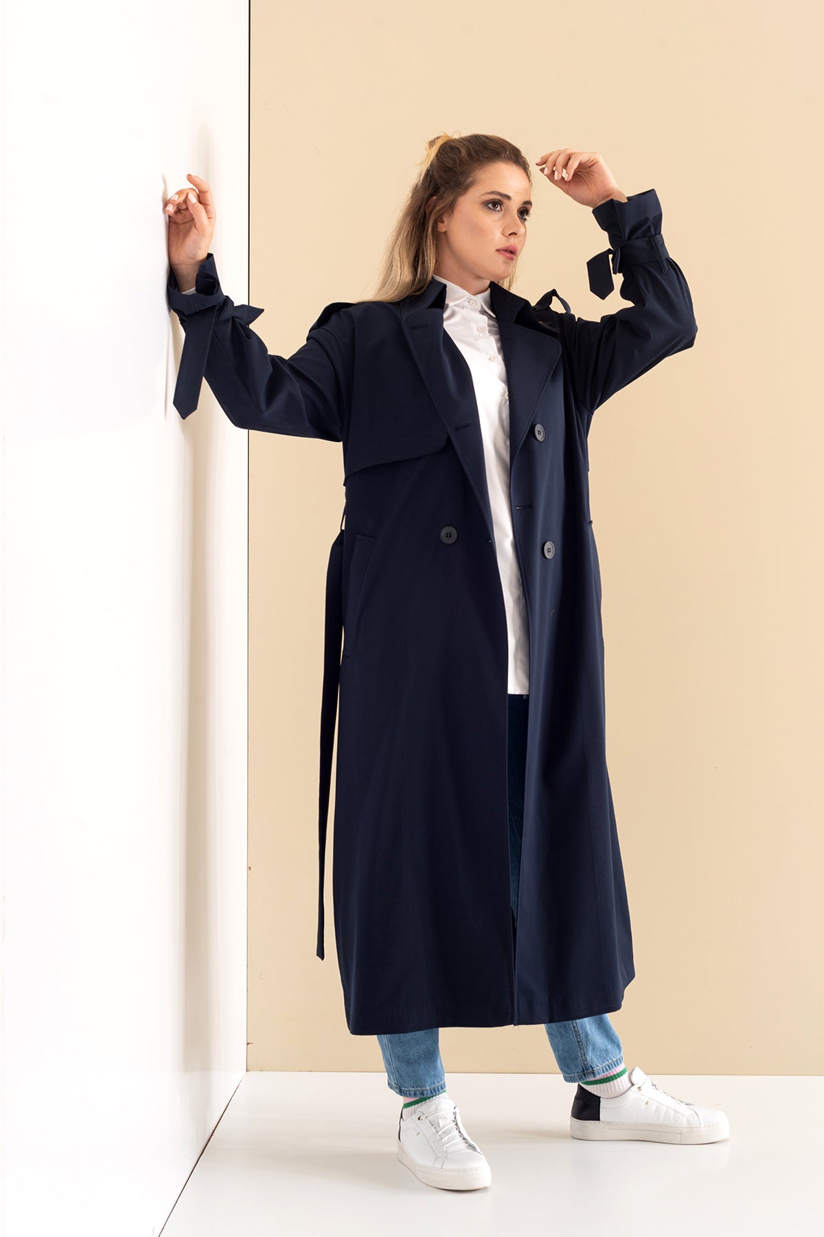 Trençkot Oversize Astarlı Geniş Kesim Arrow