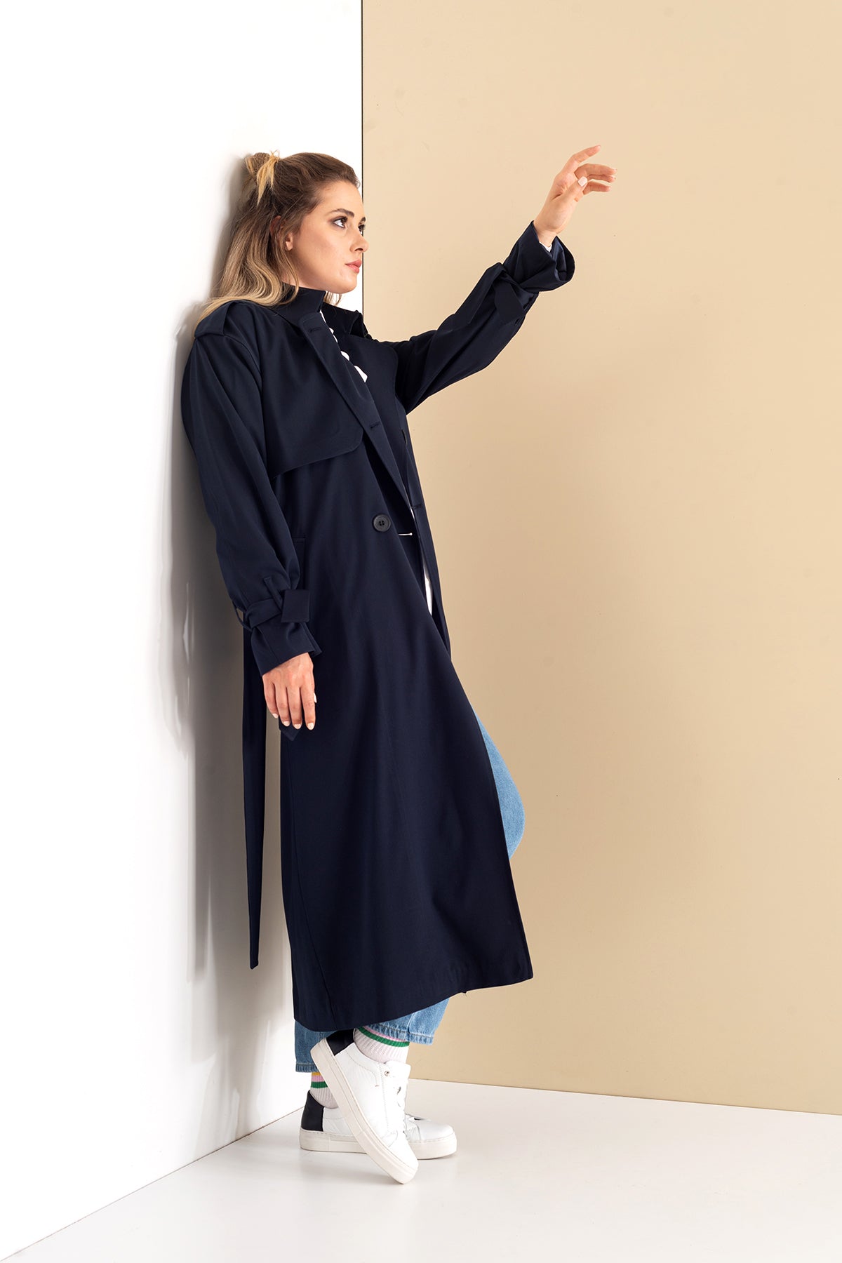 Trençkot Oversize Astarlı Geniş Kesim Arrow