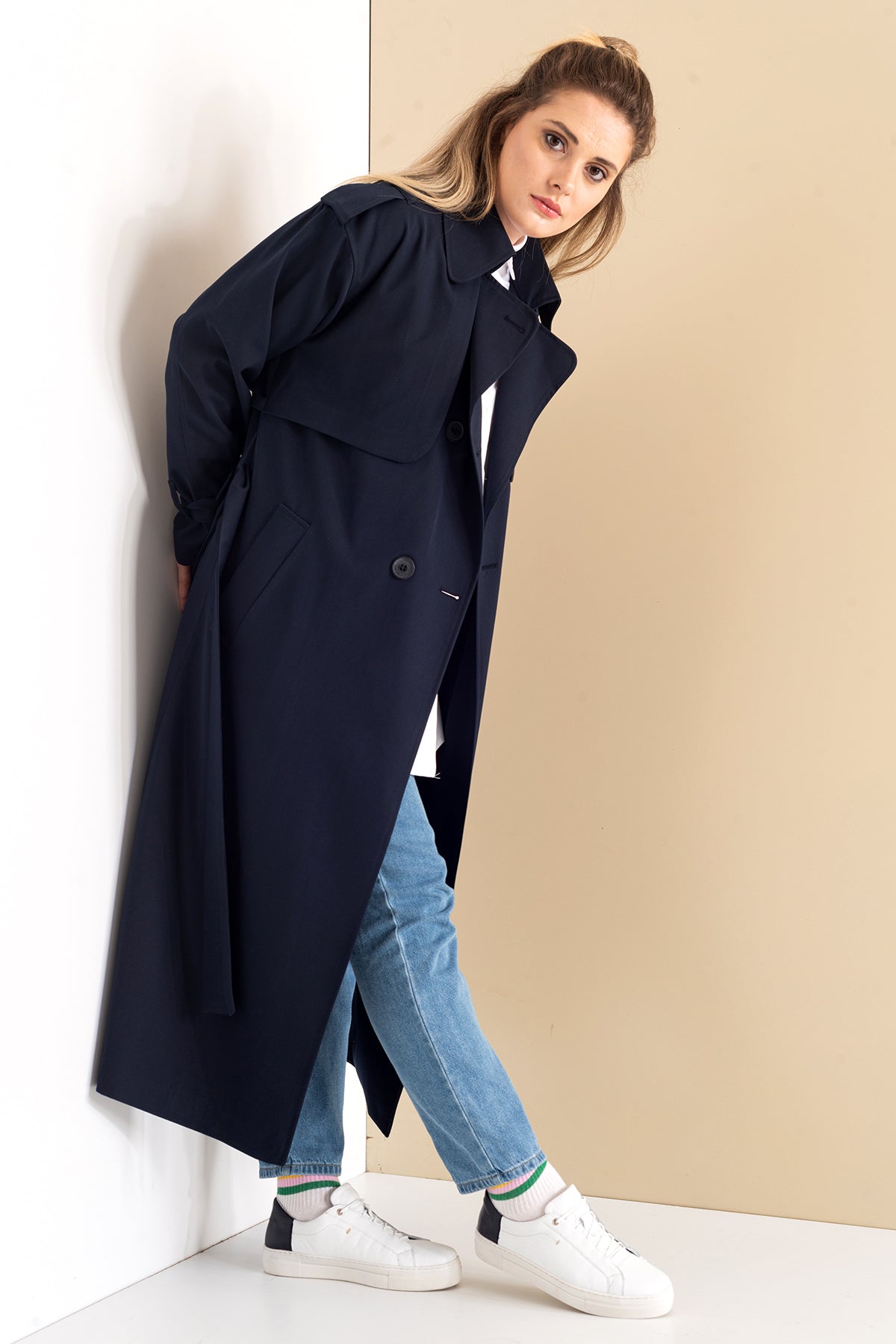 Trençkot Oversize Astarlı Geniş Kesim Arrow