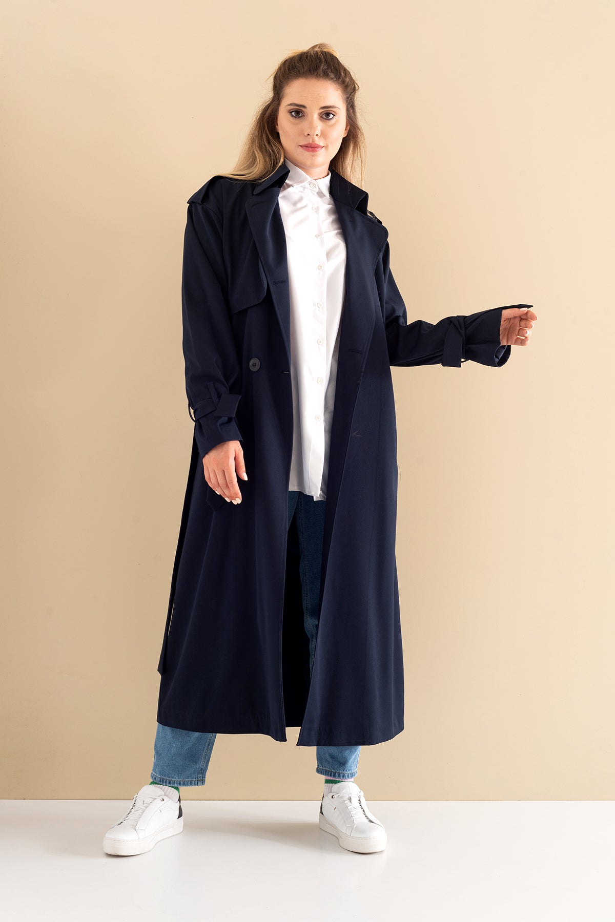 Trençkot Oversize Astarlı Geniş Kesim Arrow