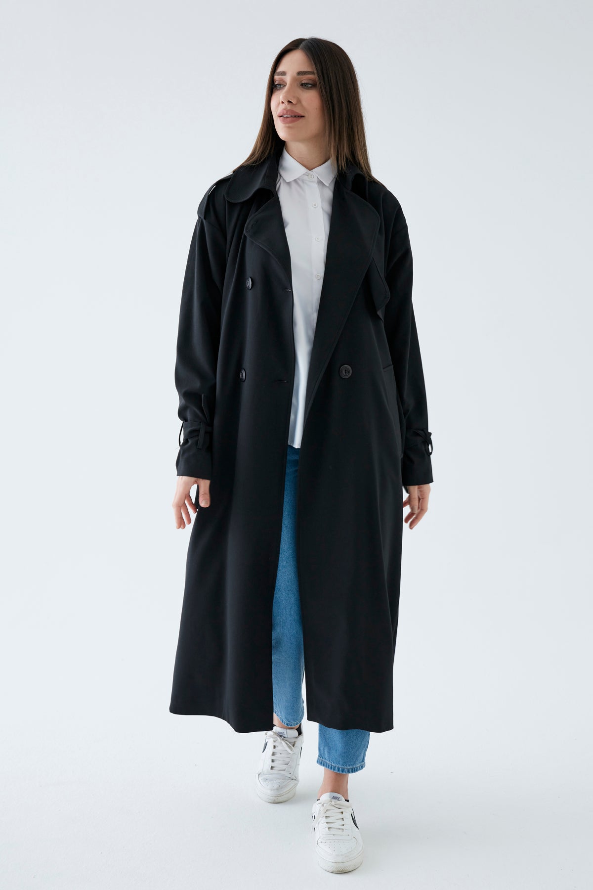 Trençkot Oversize Astarlı Geniş Kesim Arrow