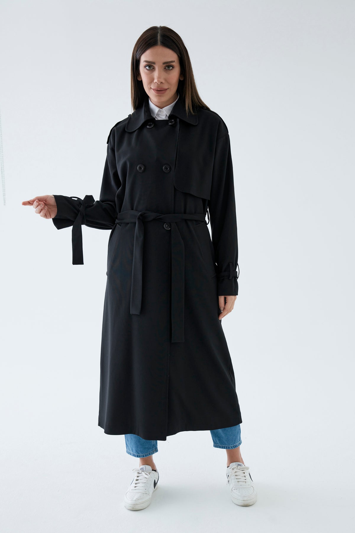 Trençkot Oversize Astarlı Geniş Kesim Arrow