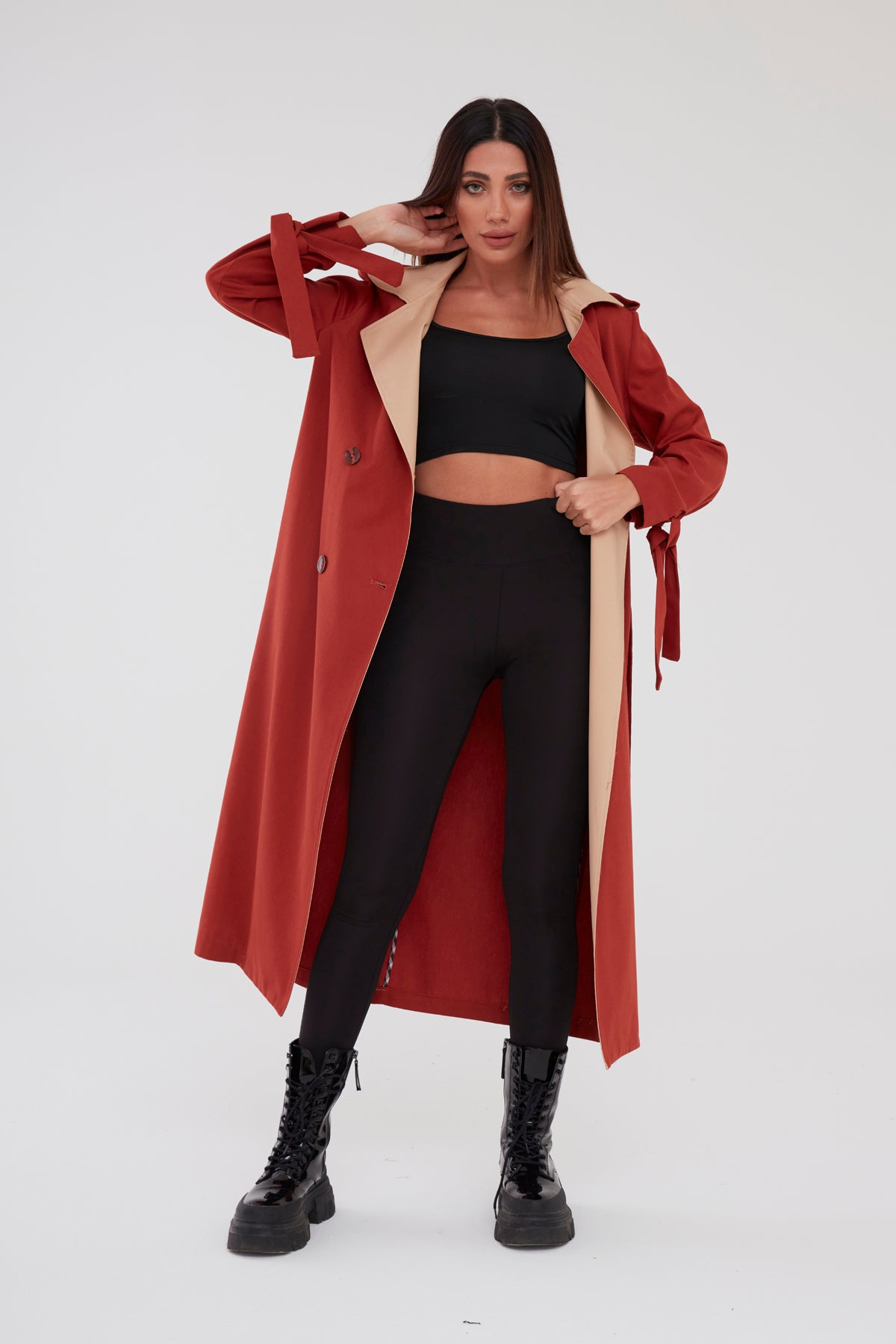 Trençkot Oversize Astarlı Rüzgarlık Detaylı Geniş Kesim Tasarım Nora