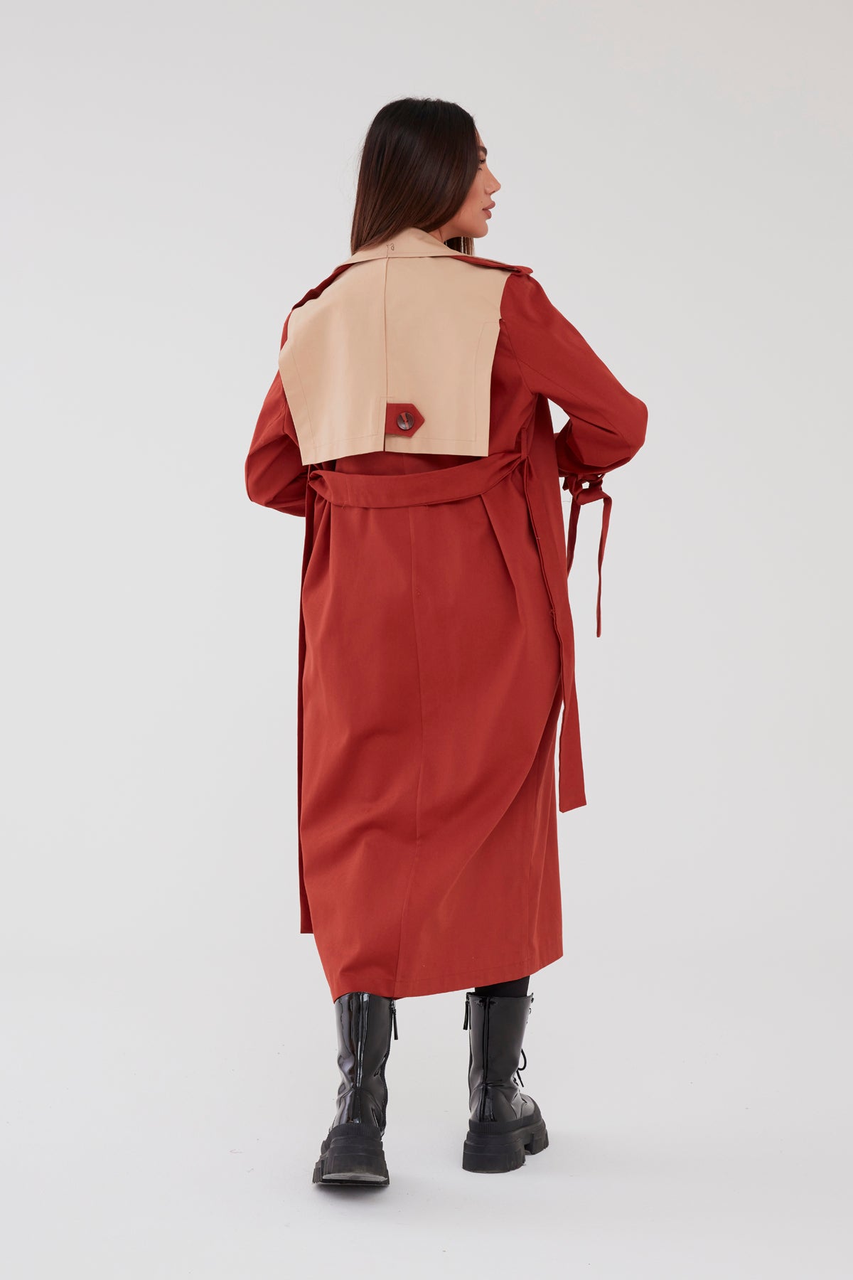 Trençkot Oversize Astarlı Rüzgarlık Detaylı Geniş Kesim Tasarım Nora