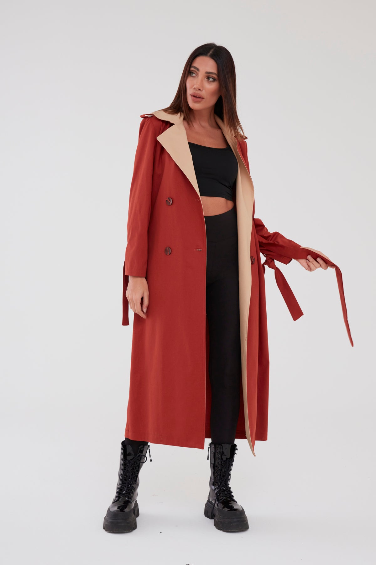 Trençkot Oversize Astarlı Rüzgarlık Detaylı Geniş Kesim Tasarım Nora