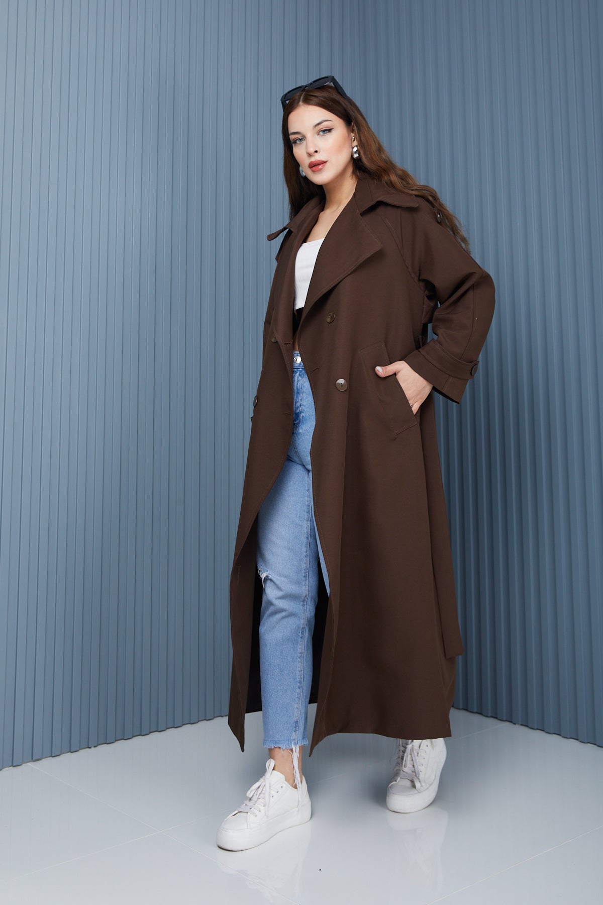 Trençkot Tasarım Oversize Astarlı Geniş Kesim Creed