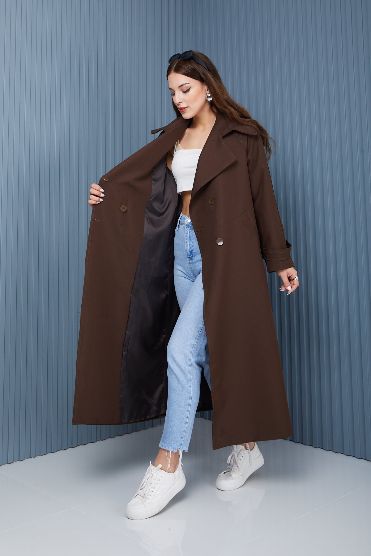 Trençkot Tasarım Oversize Astarlı Geniş Kesim Creed