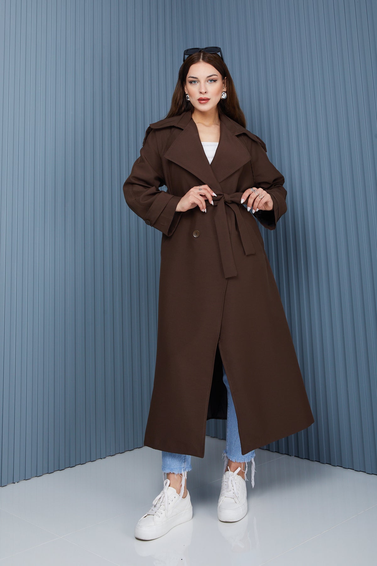 Trençkot Tasarım Oversize Astarlı Geniş Kesim Creed