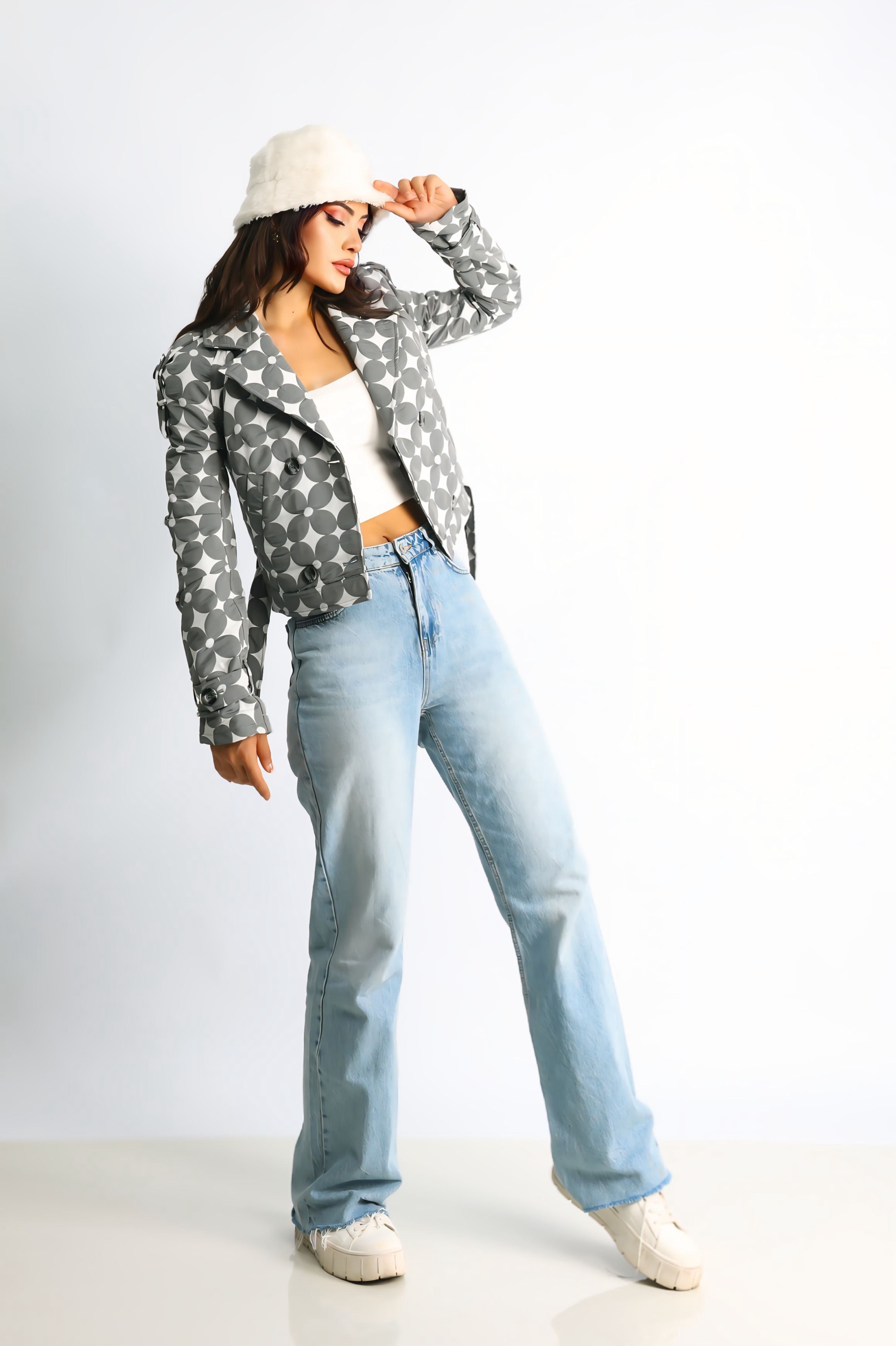 Kadın Kapitoneli Biker Kısa Ceket Flora