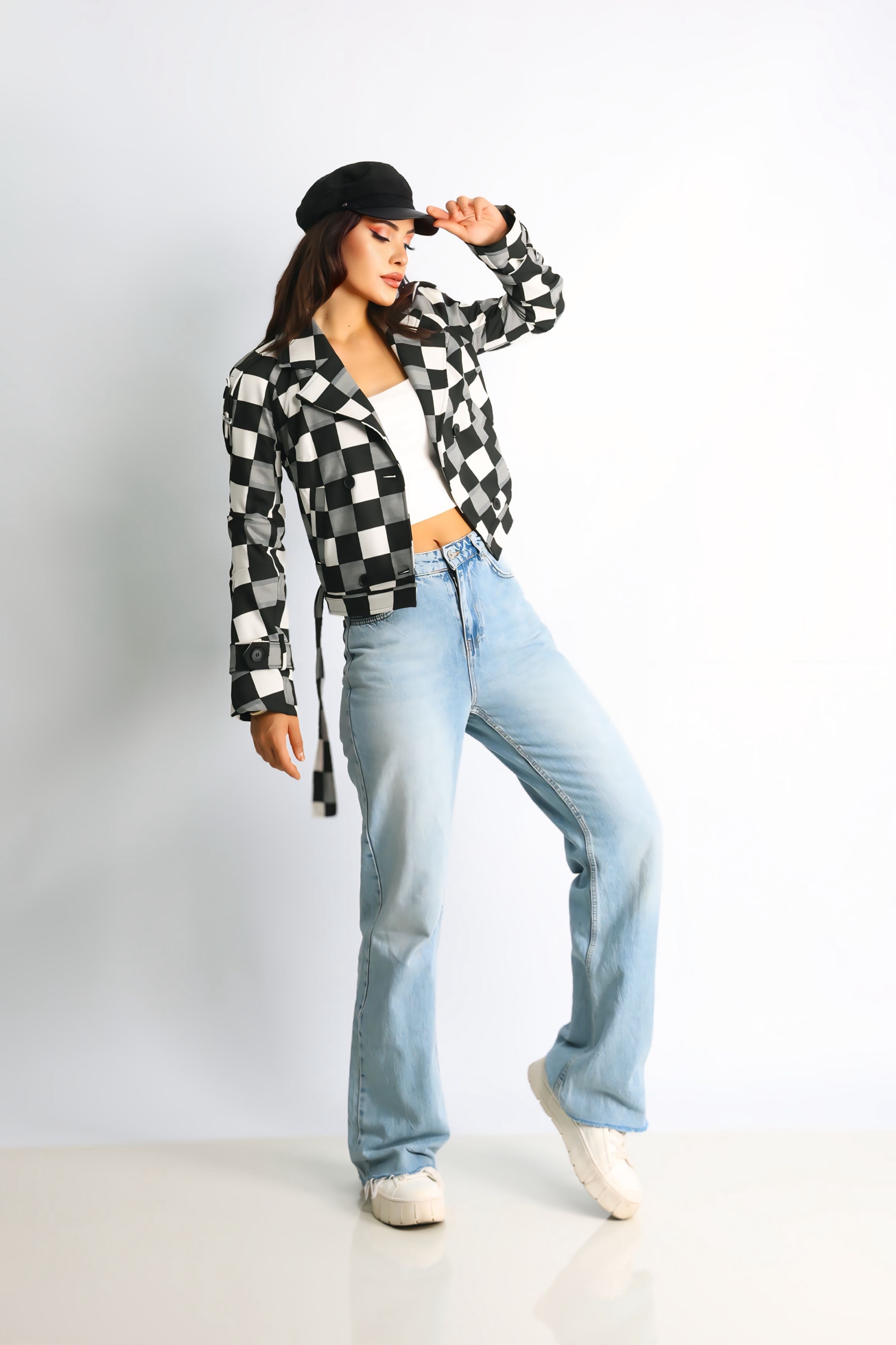 Kadın Kapitoneli Biker Kısa Ceket Flora