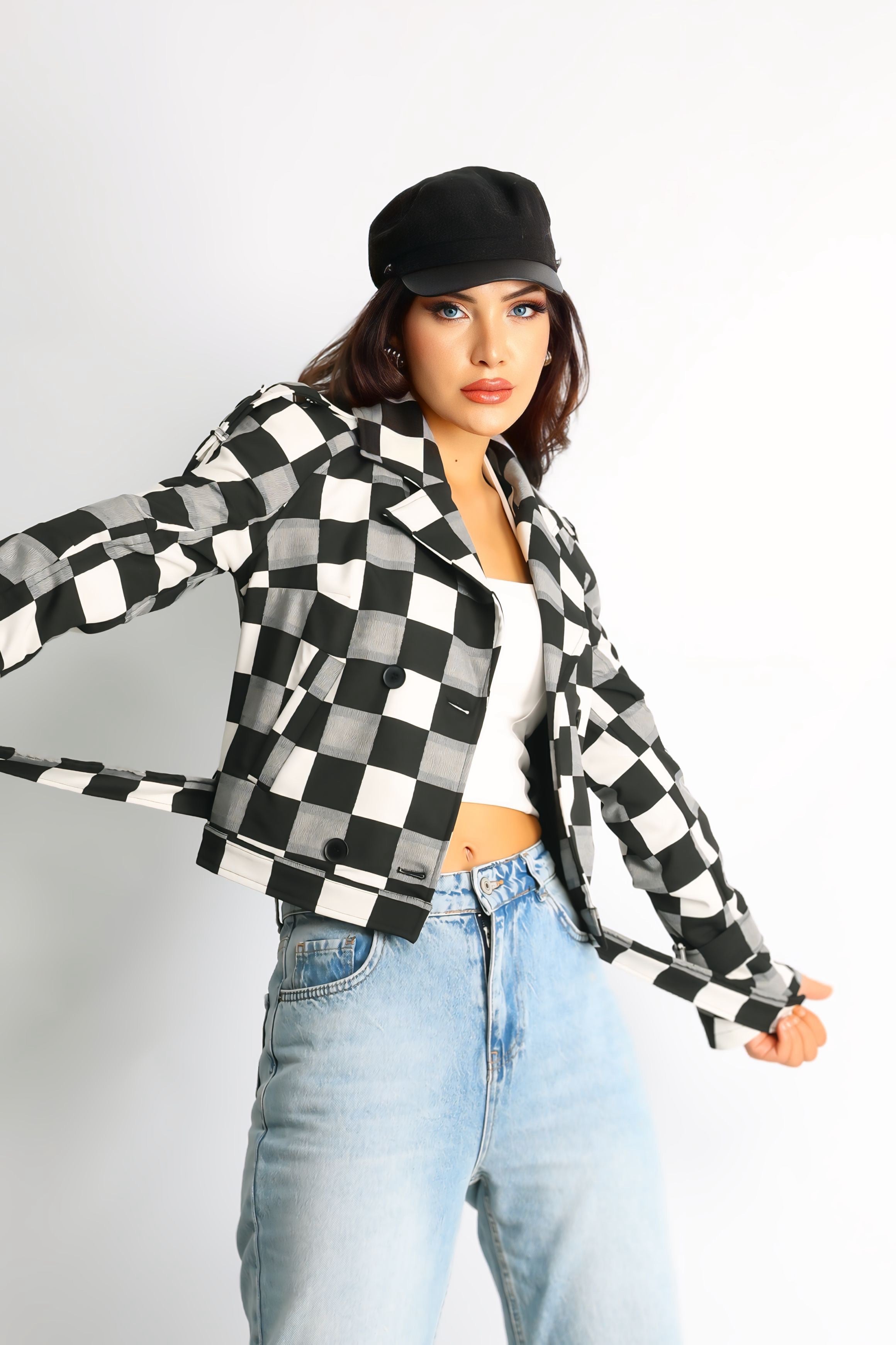 Kadın Kapitoneli Biker Kısa Ceket Flora