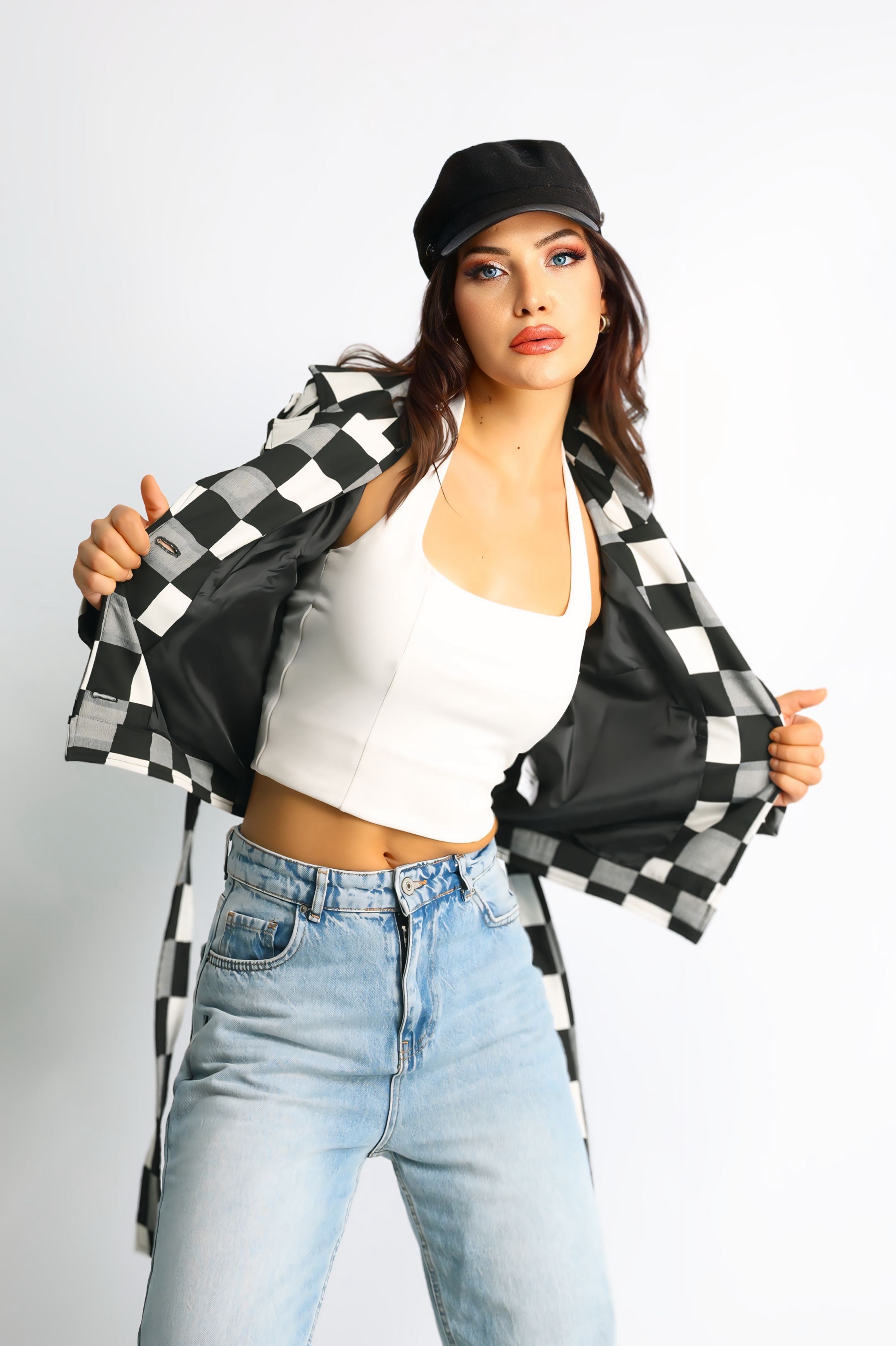 Kadın Kapitoneli Biker Kısa Ceket Flora