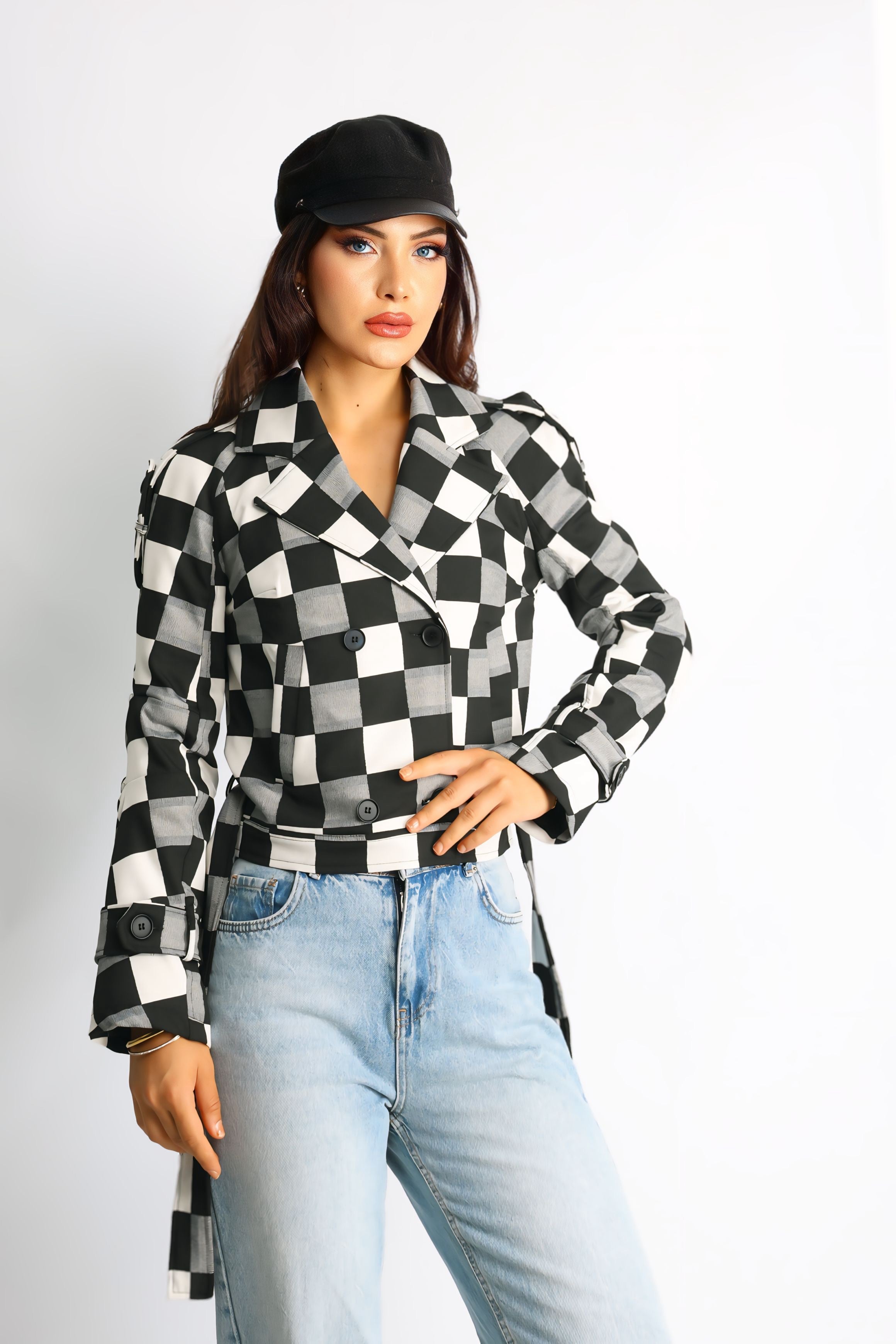 Kadın Kapitoneli Biker Kısa Ceket Flora