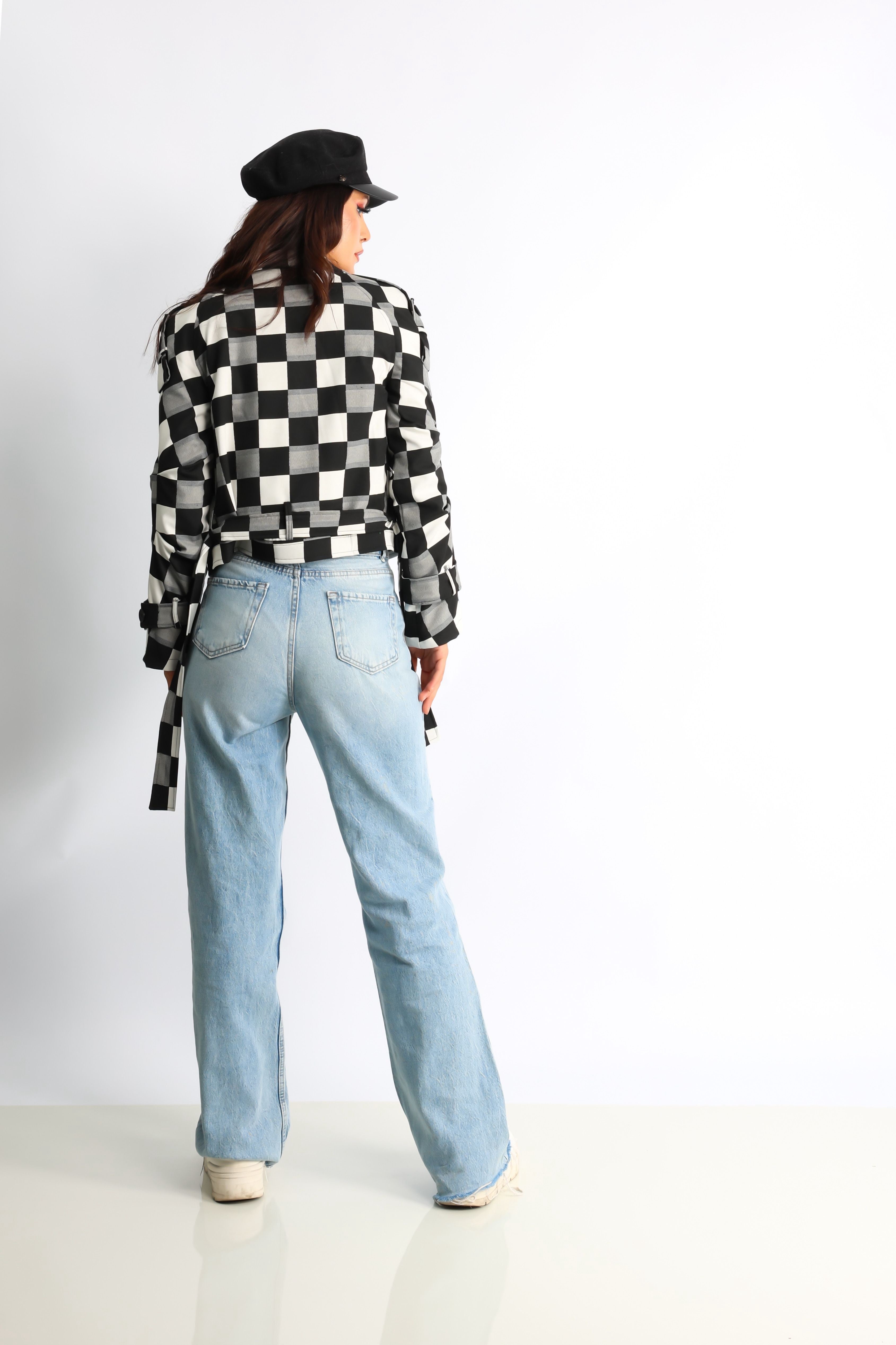 Kadın Kapitoneli Biker Kısa Ceket Flora