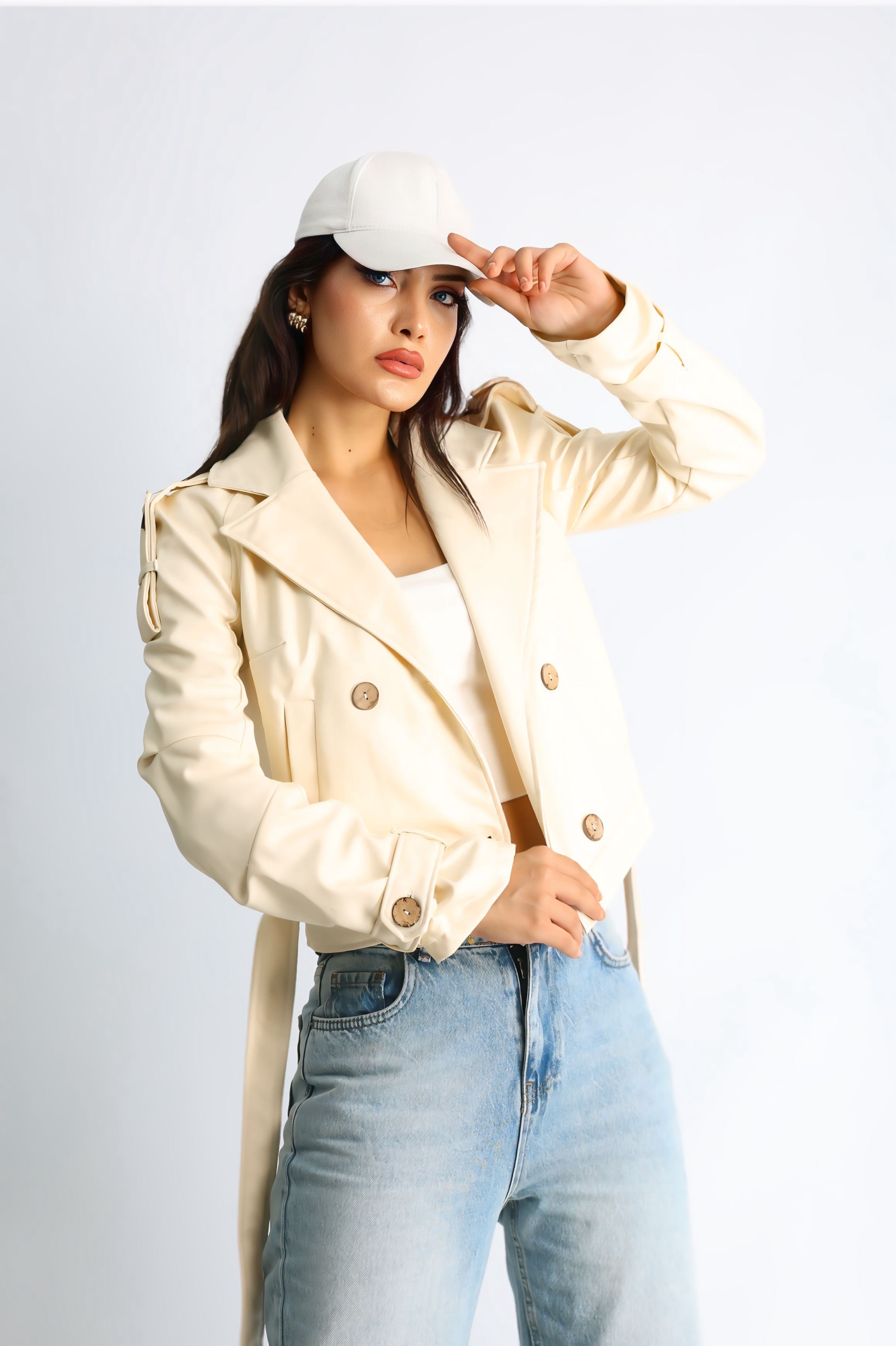 Kadın Suni Deri Biker Ceket Flora