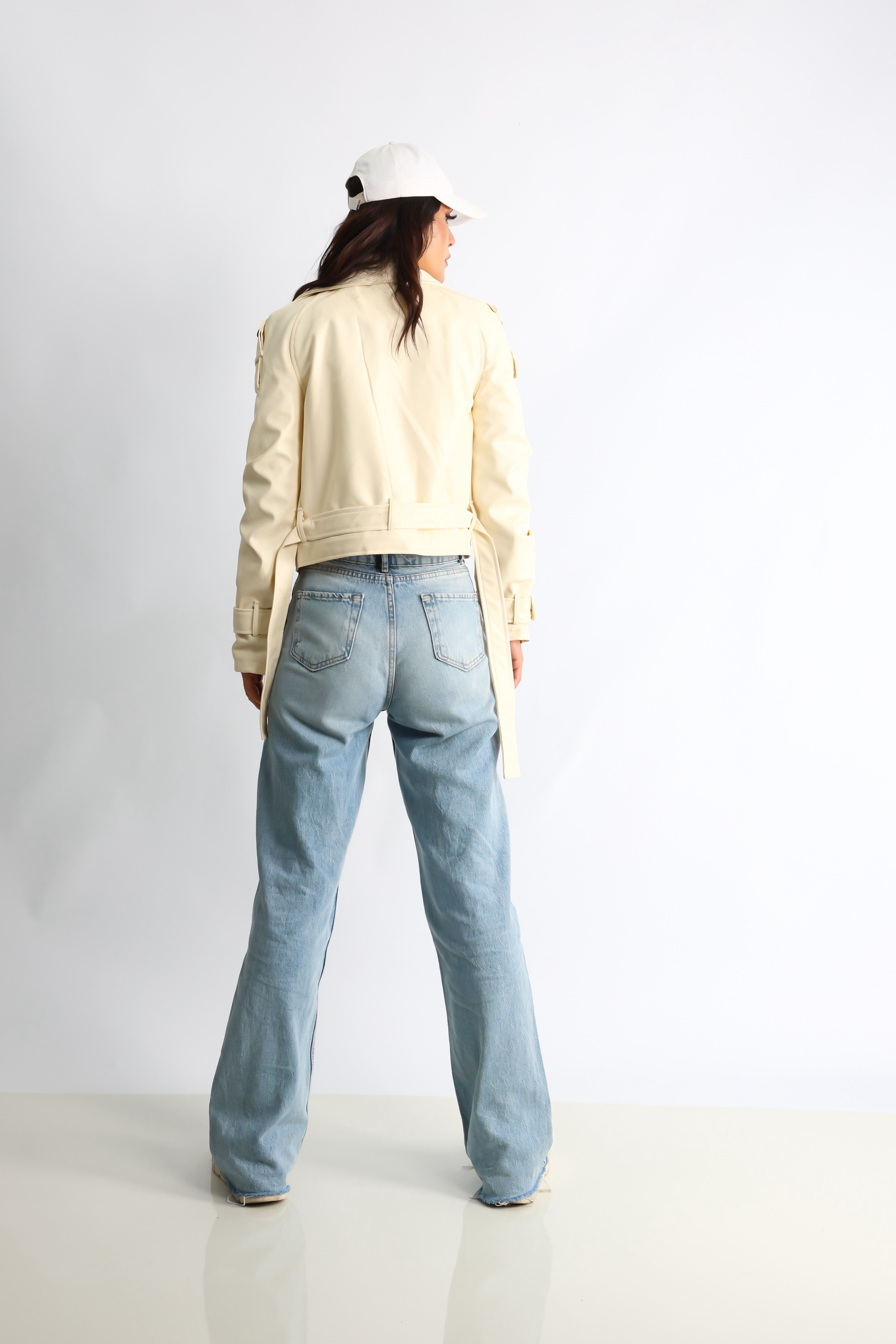 Kadın Suni Deri Biker Ceket Flora