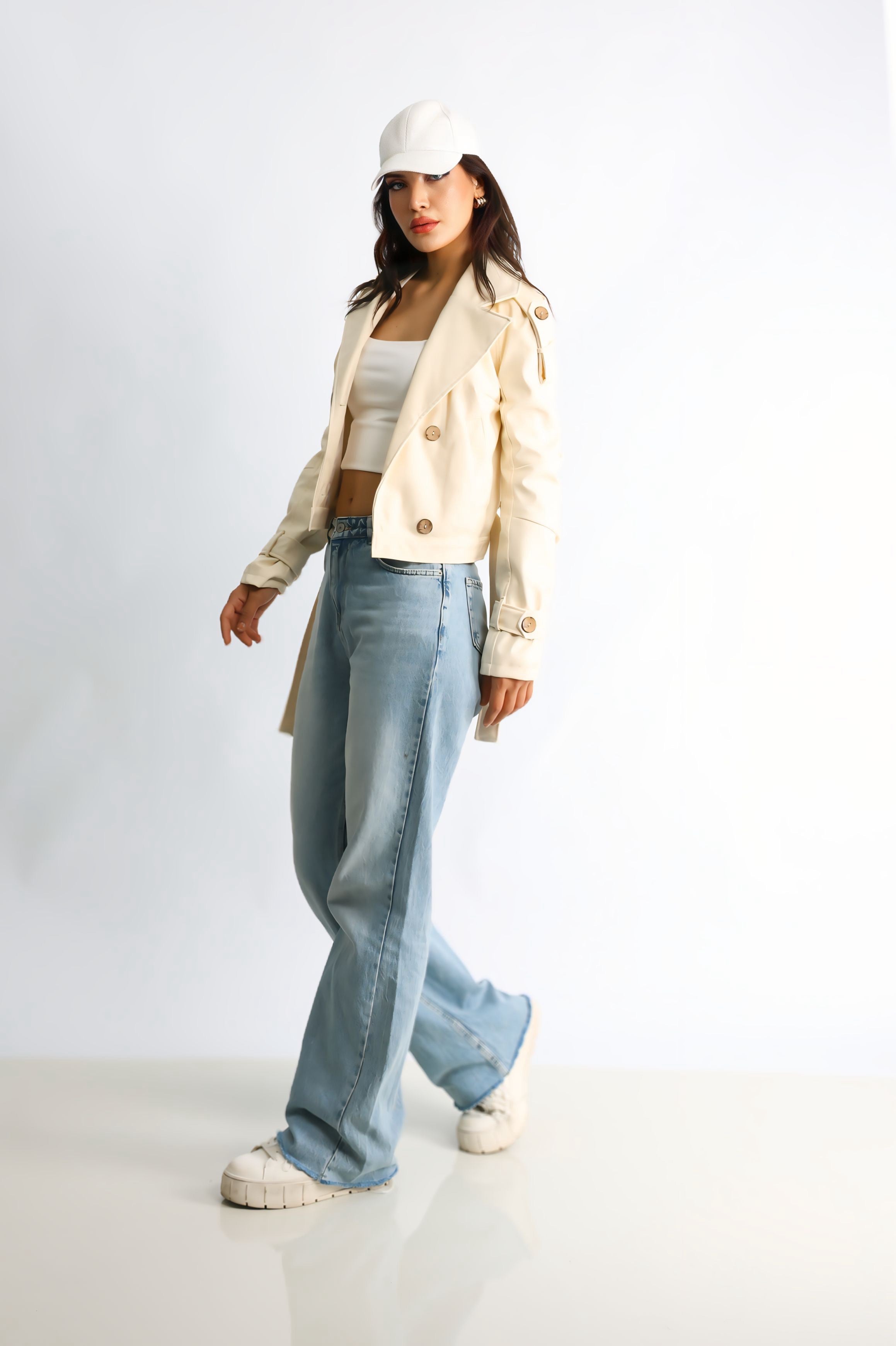 Kadın Suni Deri Biker Ceket Flora