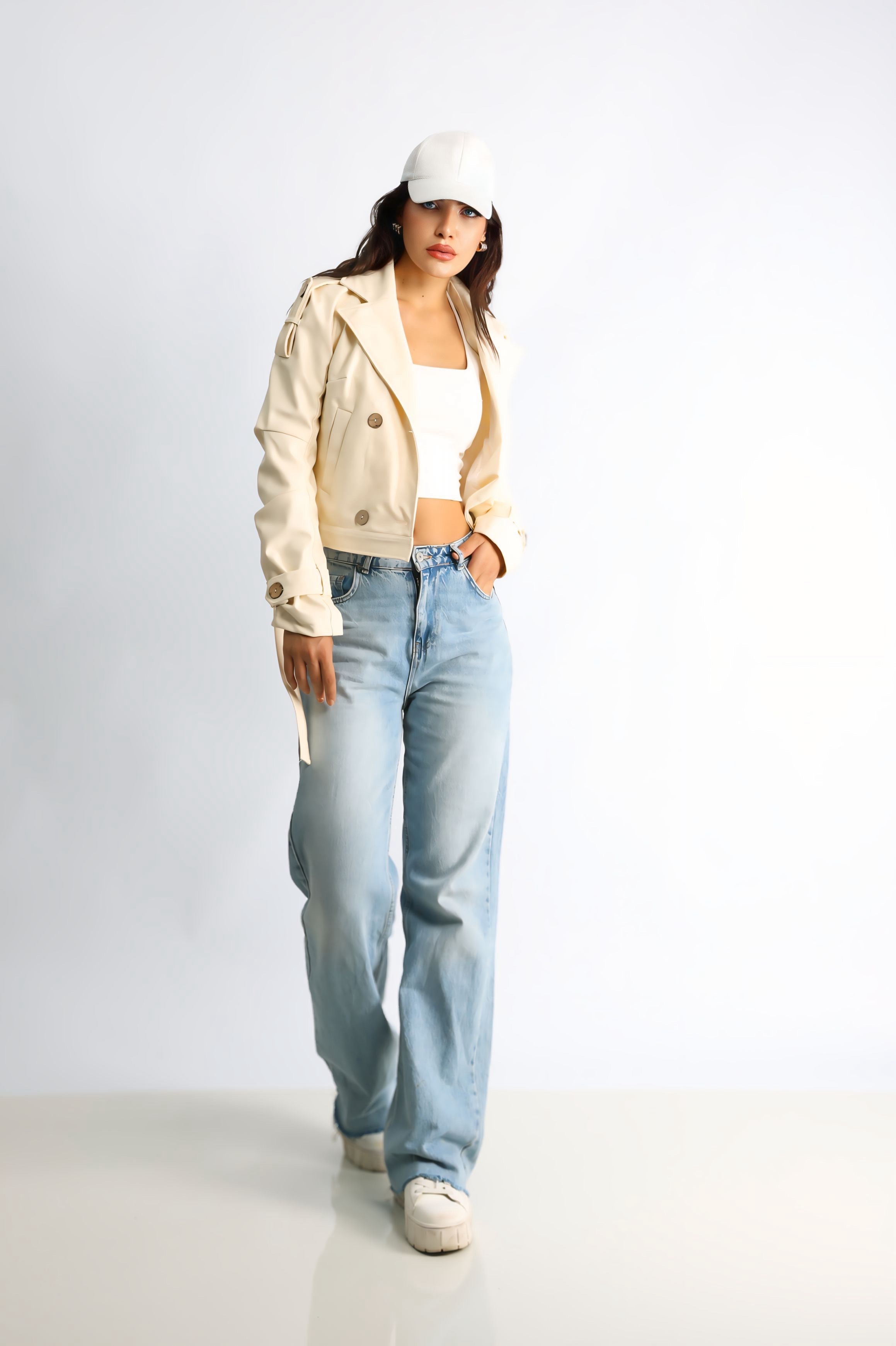 Kadın Suni Deri Biker Ceket Flora