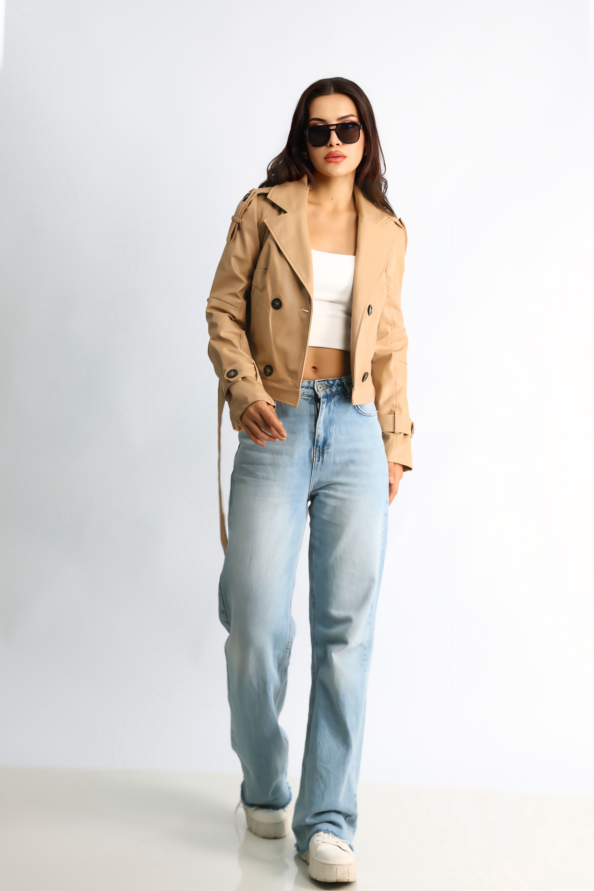 Kadın Suni Deri Biker Ceket Flora