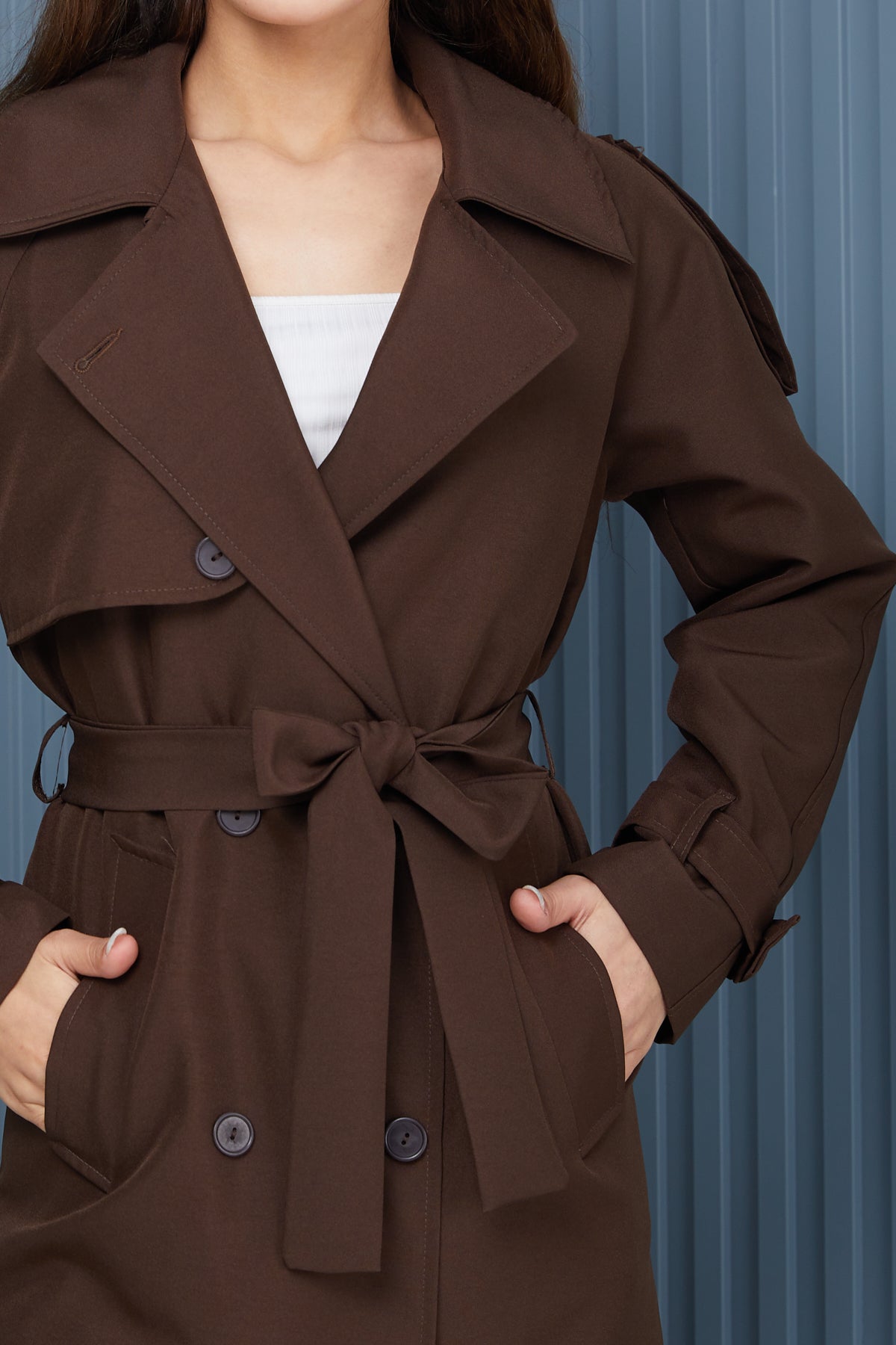 Trençkot Oversize Kol Detaylı Astarlı Geniş Kesim Momente