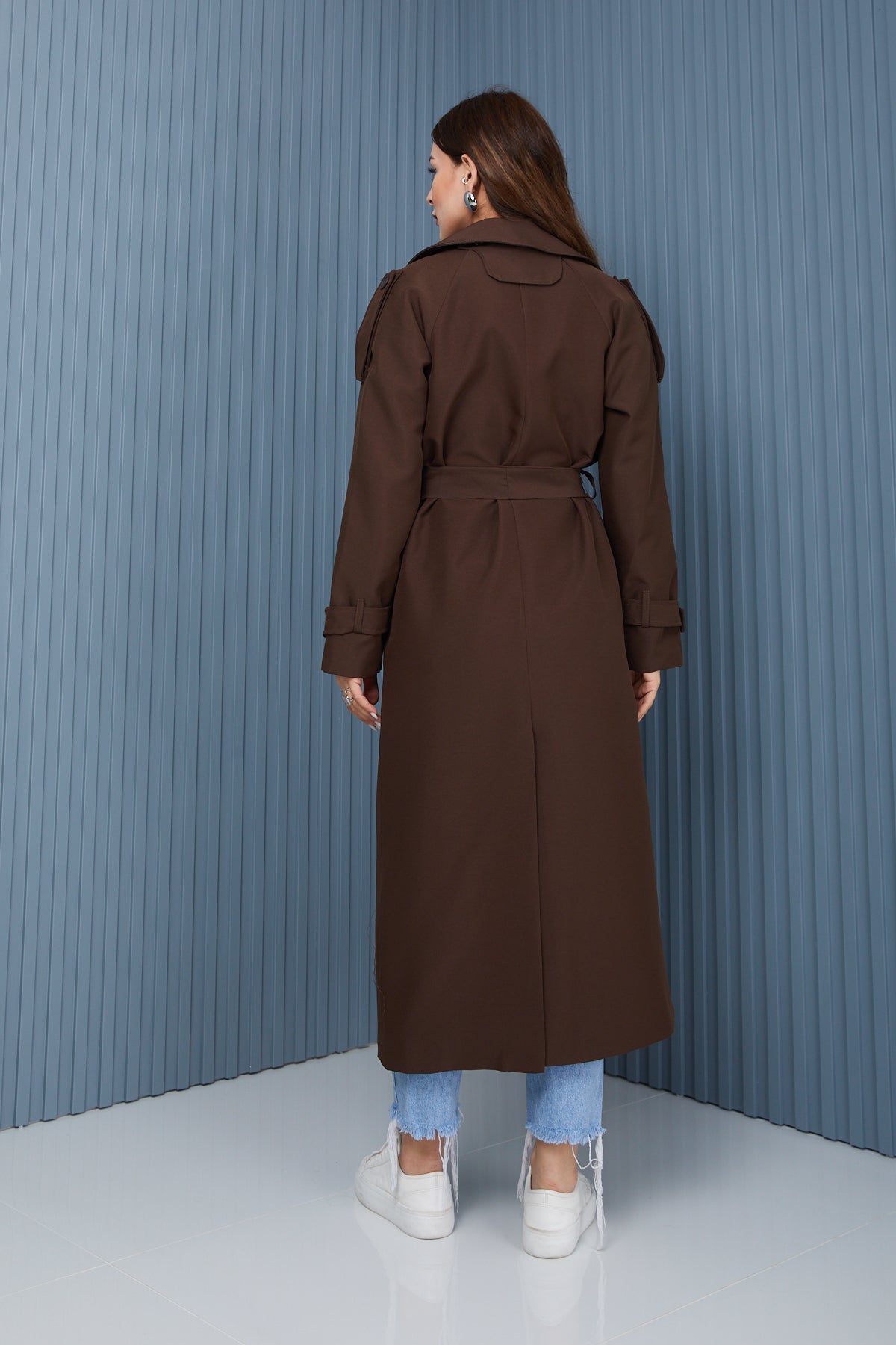 Trençkot Oversize Kol Detaylı Astarlı Geniş Kesim Momente