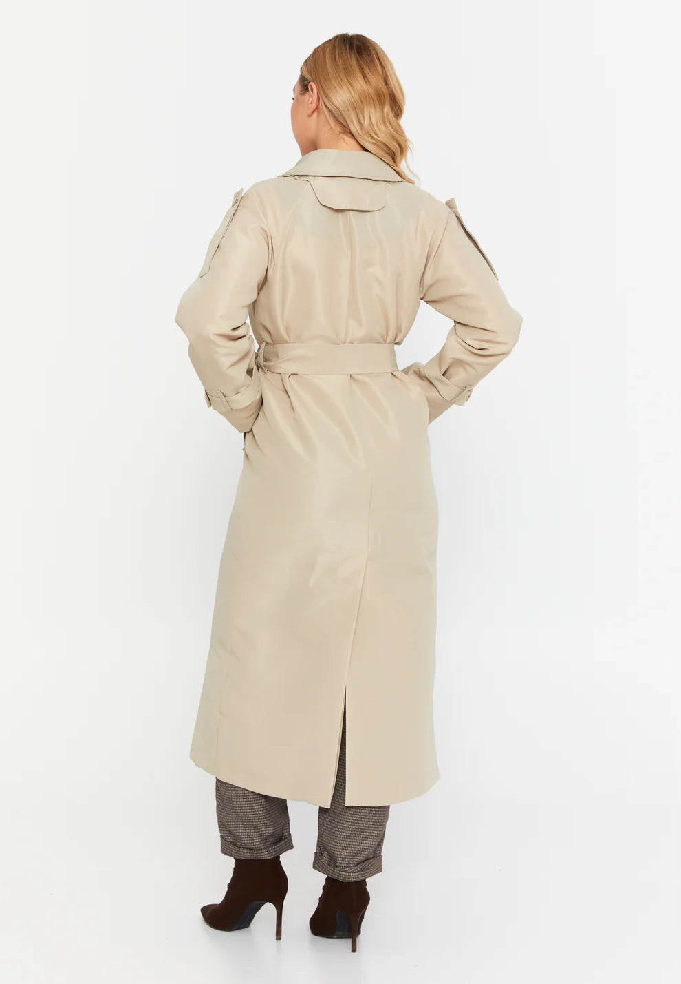 Trençkot Oversize Kol Detaylı Astarlı Geniş Kesim Momente