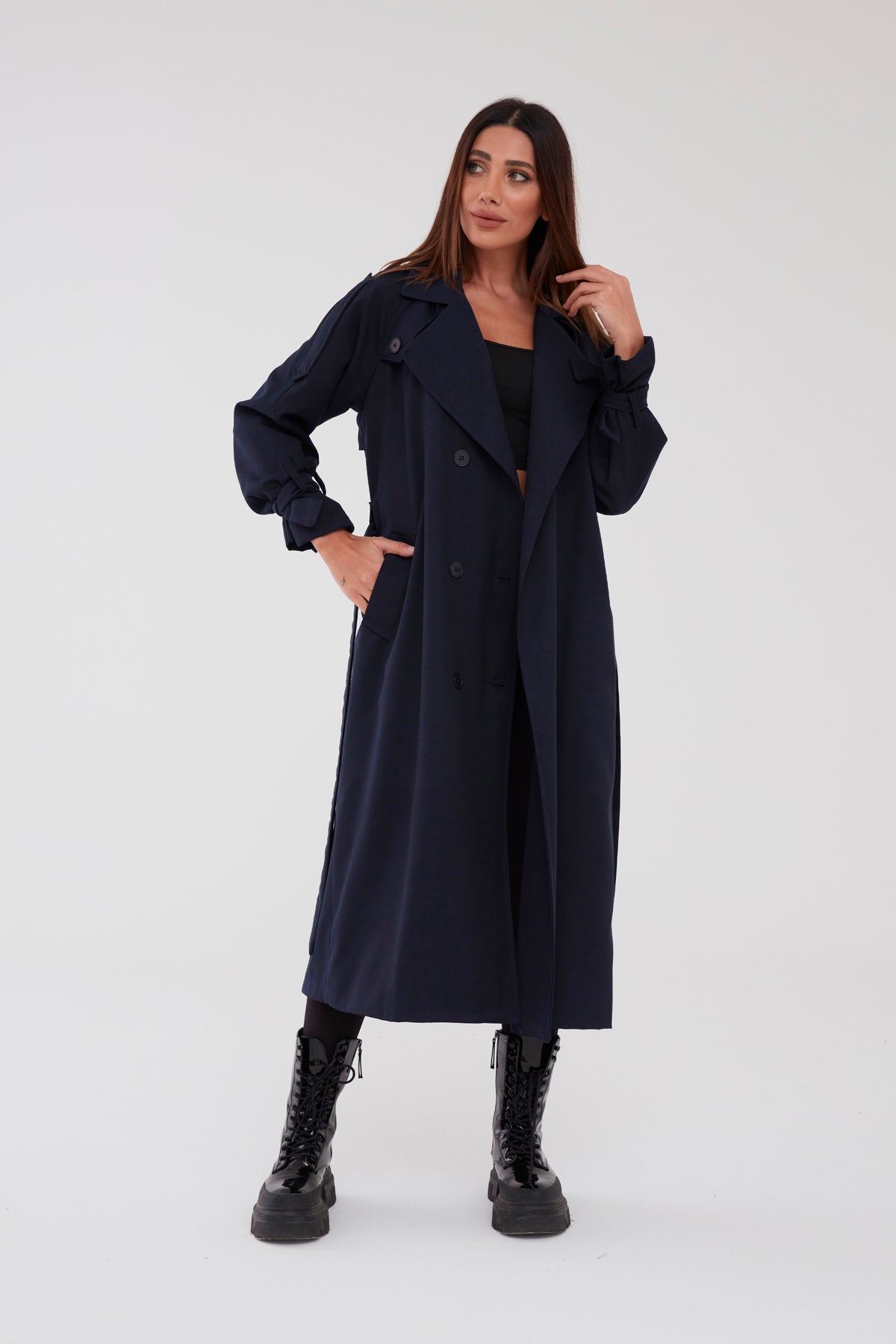 Trençkot Tasarım Oversize Astarlı Geniş Kesim Nidal