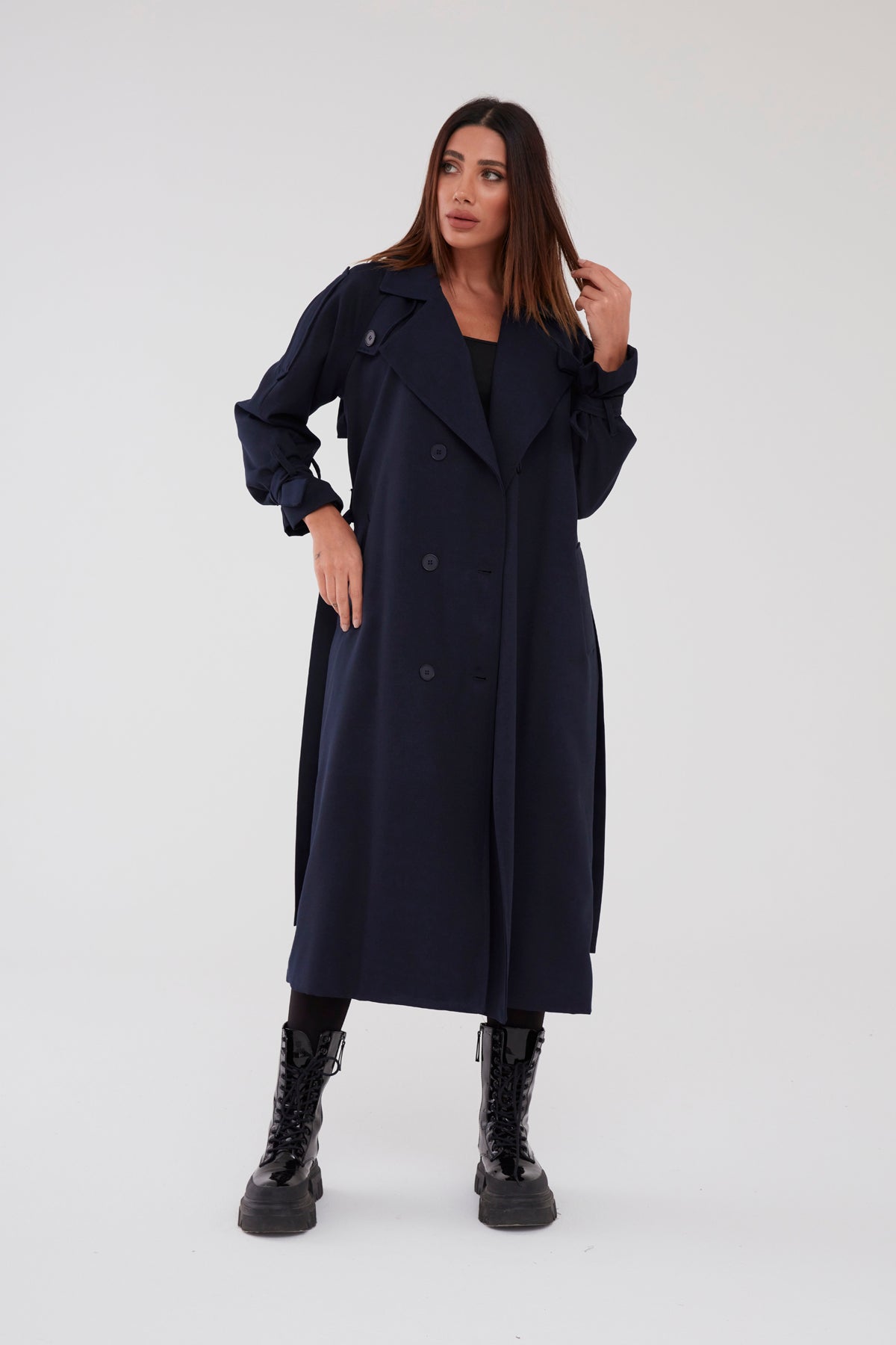 Trençkot Tasarım Oversize Astarlı Geniş Kesim Nidal