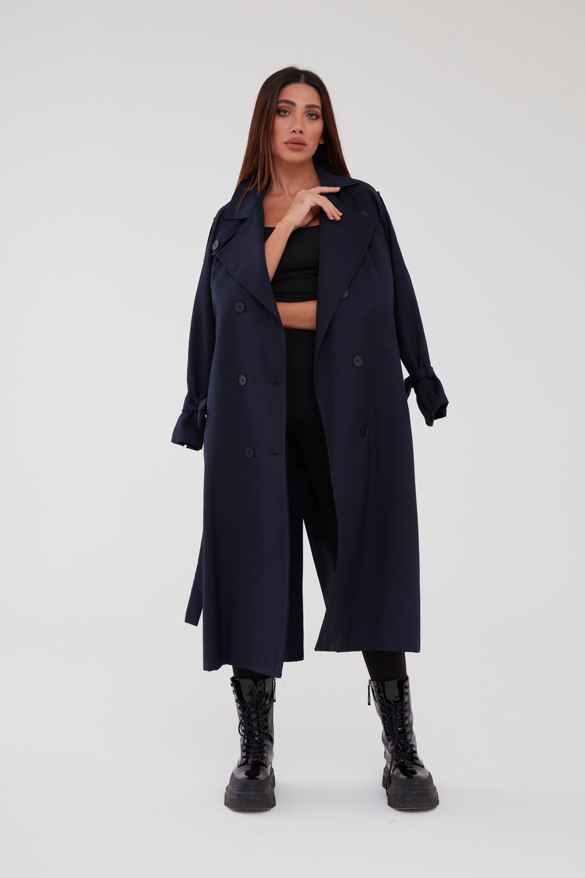 Trençkot Tasarım Oversize Astarlı Geniş Kesim Nidal