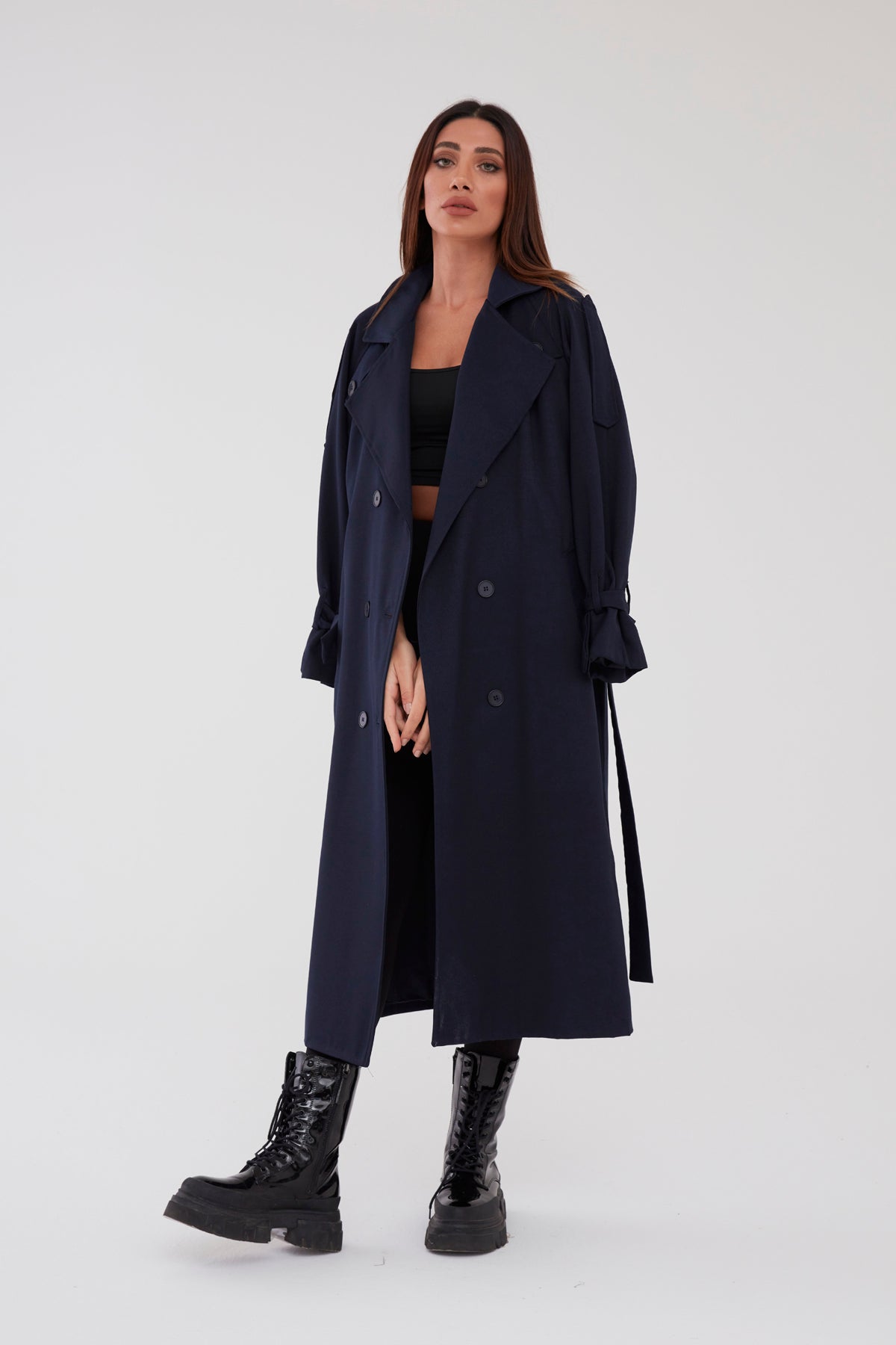 Trençkot Tasarım Oversize Astarlı Geniş Kesim Nidal