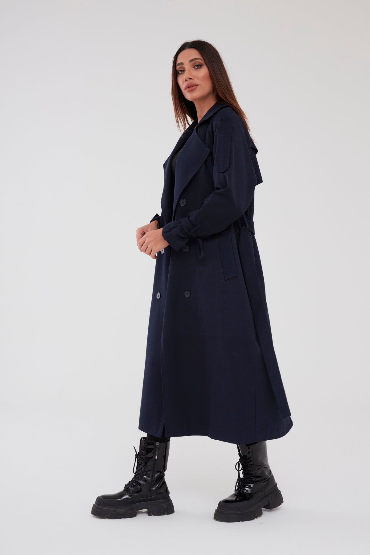 Trençkot Tasarım Oversize Astarlı Geniş Kesim Nidal