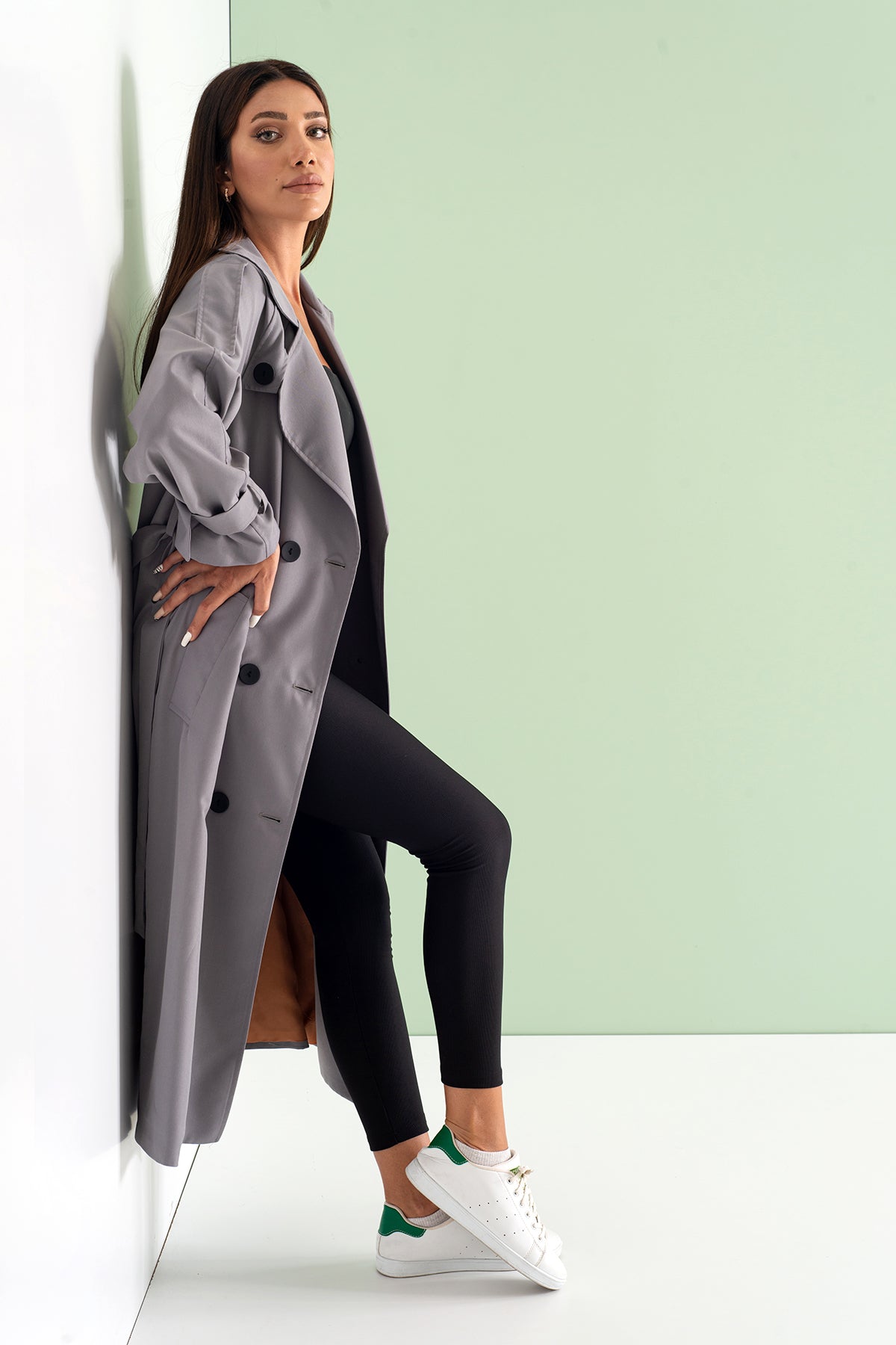 Trençkot Tasarım Oversize Astarlı Geniş Kesim Nidal