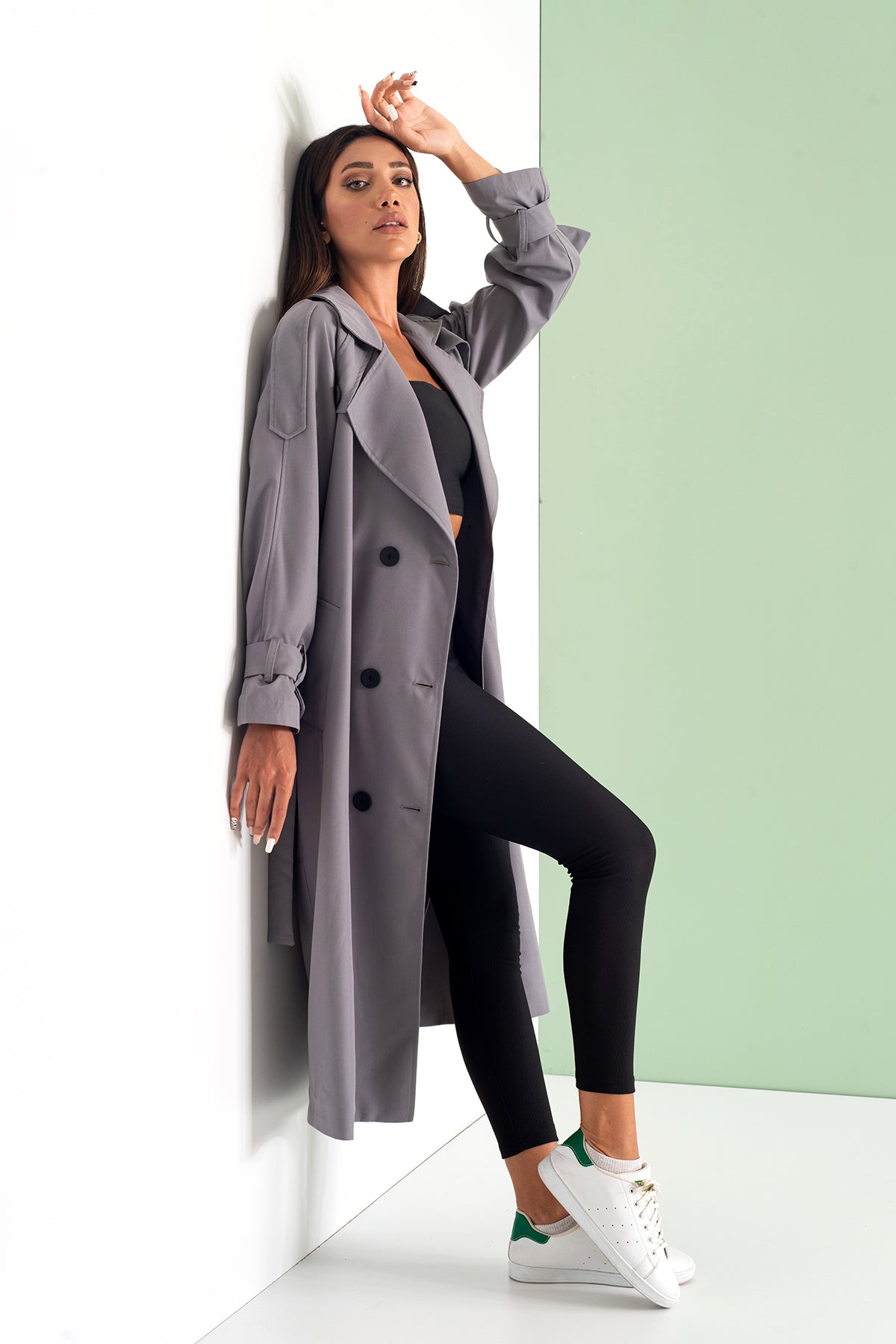 Trençkot Tasarım Oversize Astarlı Geniş Kesim Nidal