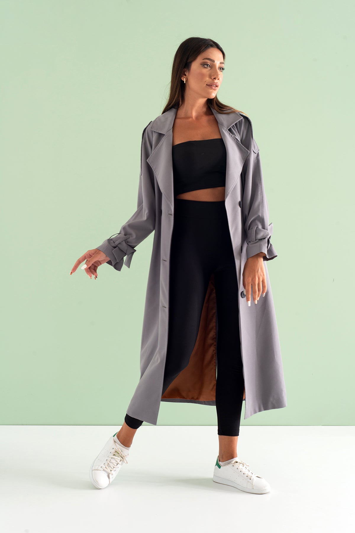 Trençkot Tasarım Oversize Astarlı Geniş Kesim Nidal