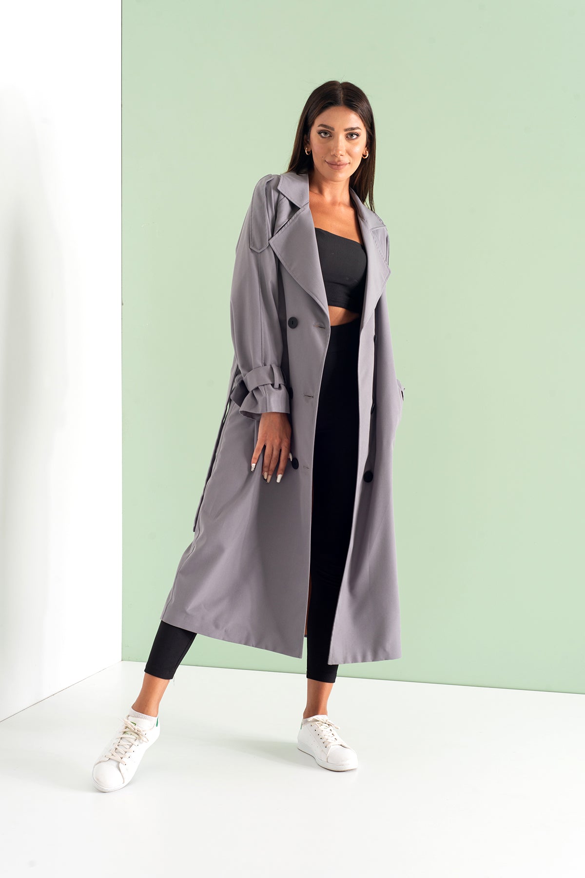 Trençkot Tasarım Oversize Astarlı Geniş Kesim Nidal