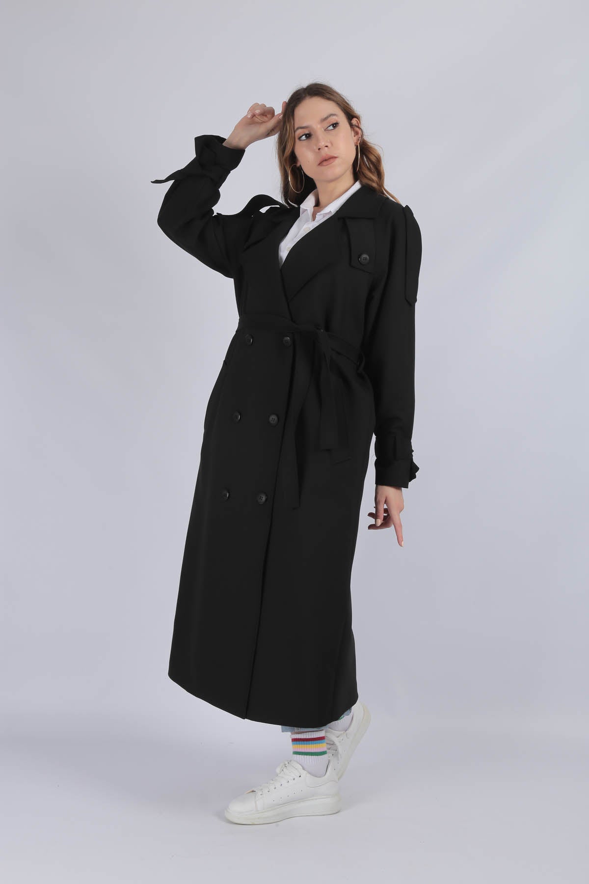 Trençkot Tasarım Oversize Astarlı Geniş Kesim Nidal