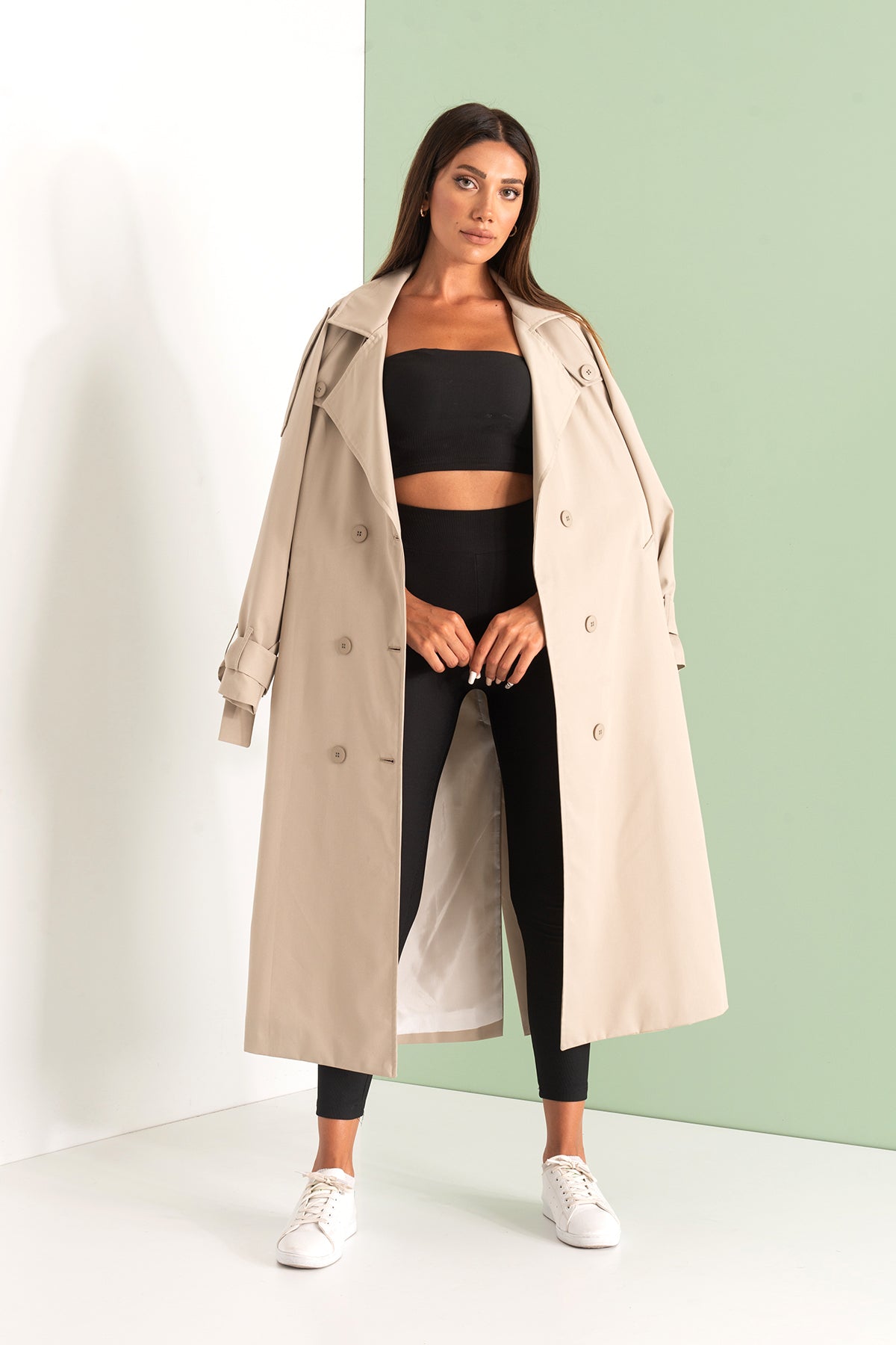 Trençkot Tasarım Oversize Astarlı Geniş Kesim Nidal