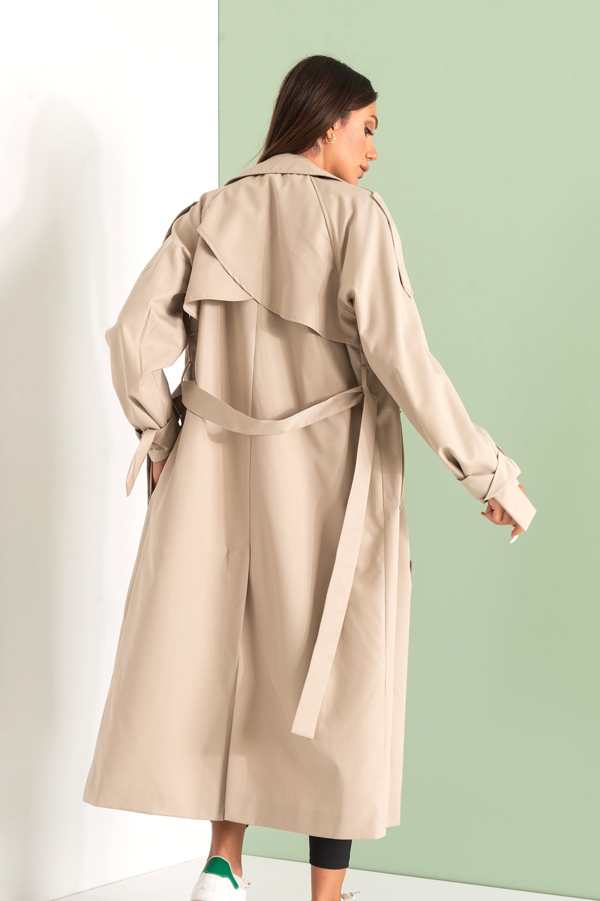 Trençkot Tasarım Oversize Astarlı Geniş Kesim Nidal