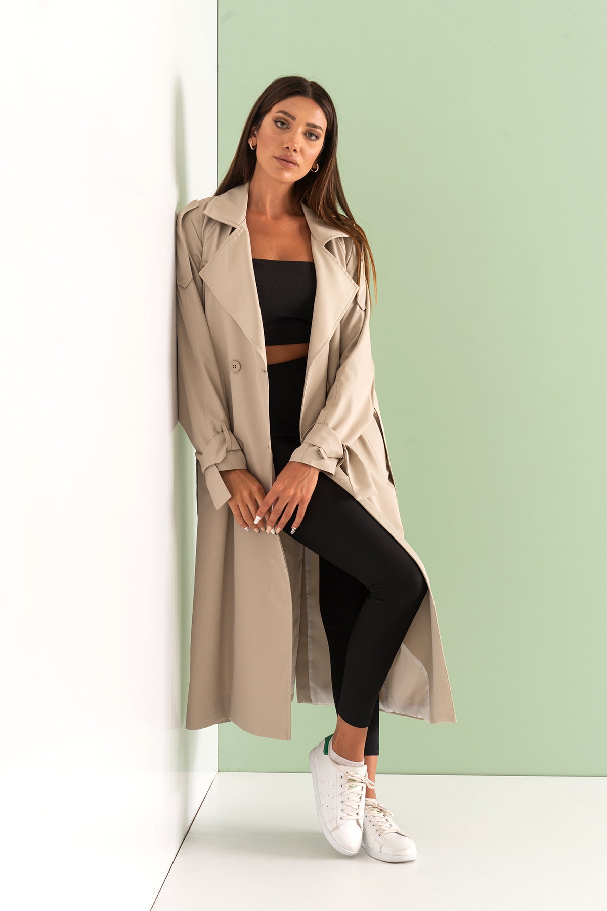 Trençkot Tasarım Oversize Astarlı Geniş Kesim Nidal