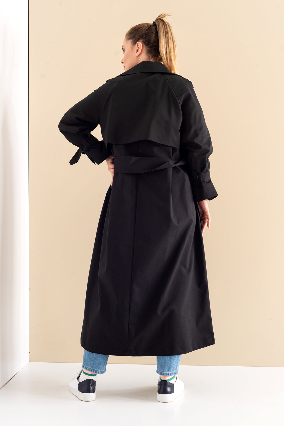 Trençkot Oversize Astarlı Geniş Kesim Parrot