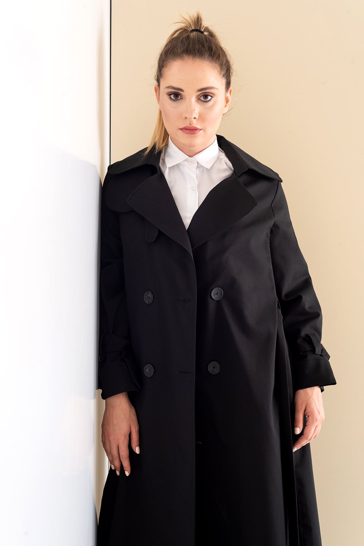 Trençkot Oversize Astarlı Geniş Kesim Parrot