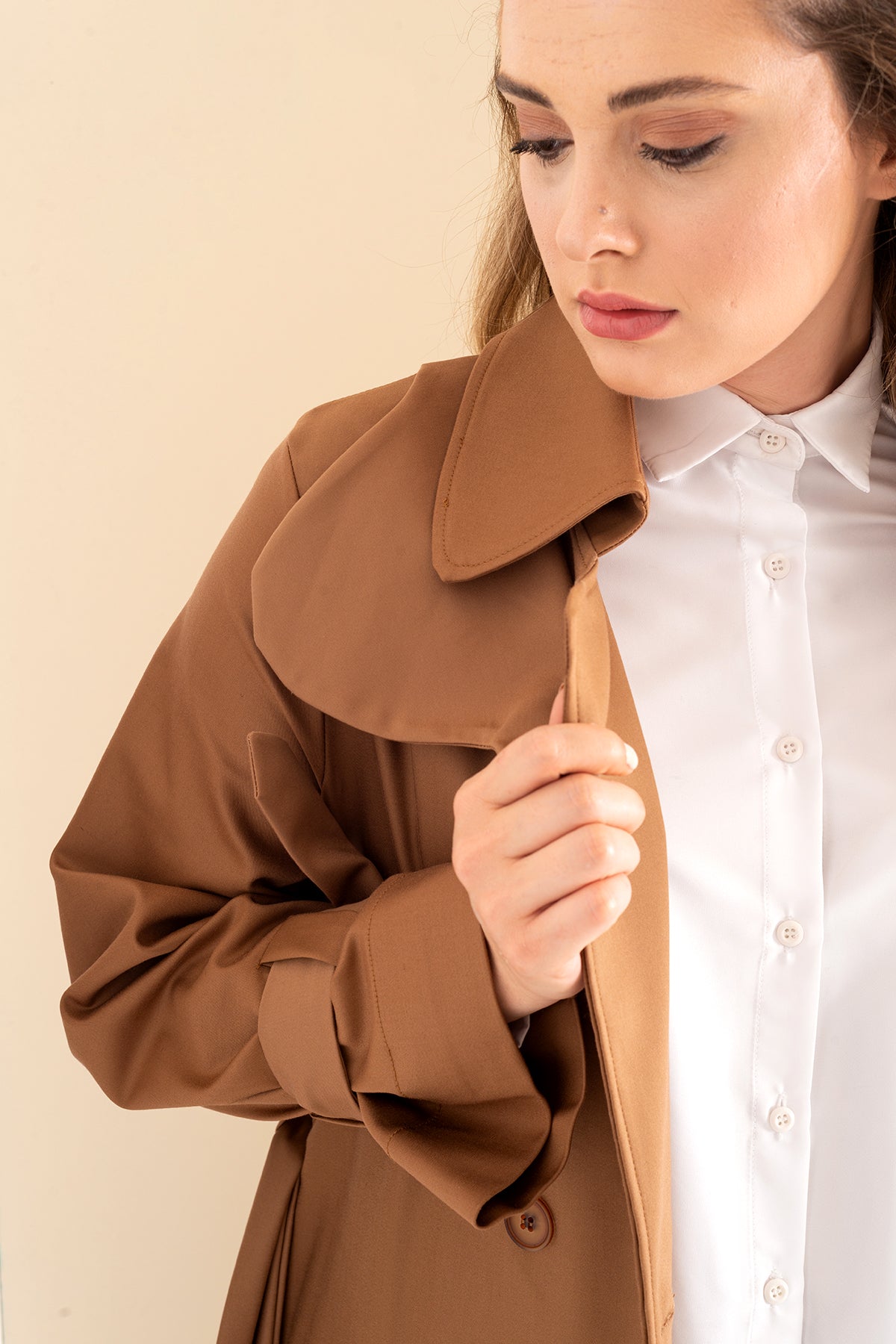 Trençkot Oversize Astarlı Geniş Kesim Parrot